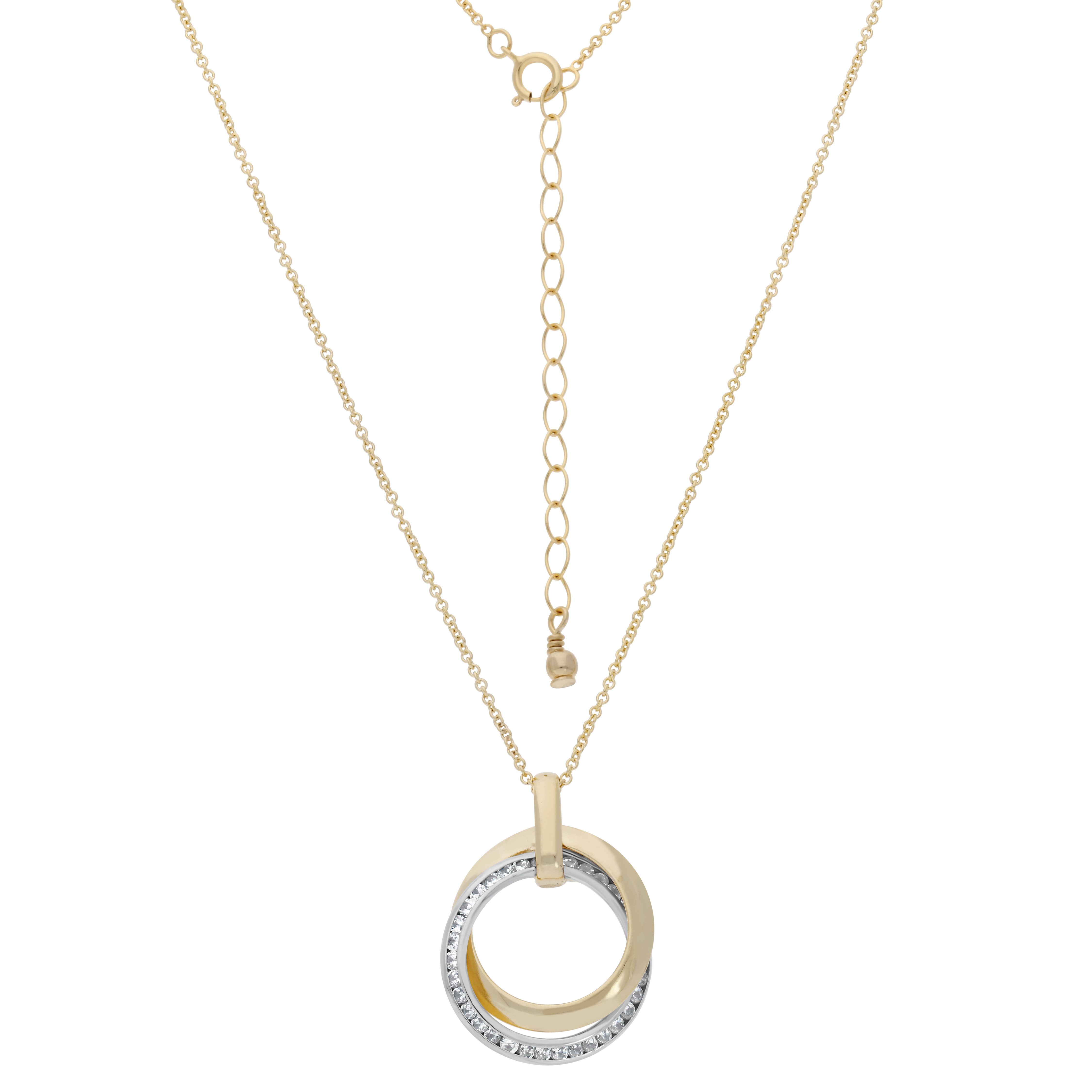 Kette mit Anhänger Schmuck Geschenk Silber 925 Halskette Ankerkette Ringe bicolor