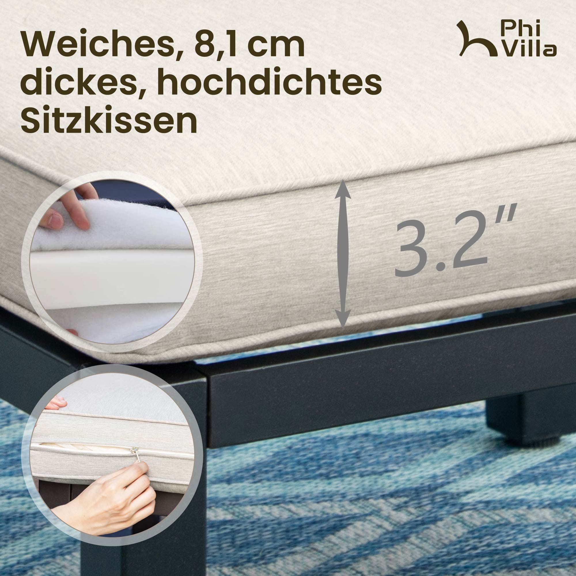 PHI VILLA Gartenlounge-Set, (Gartenmöbel Balkonmöbel Set günstig online kaufen