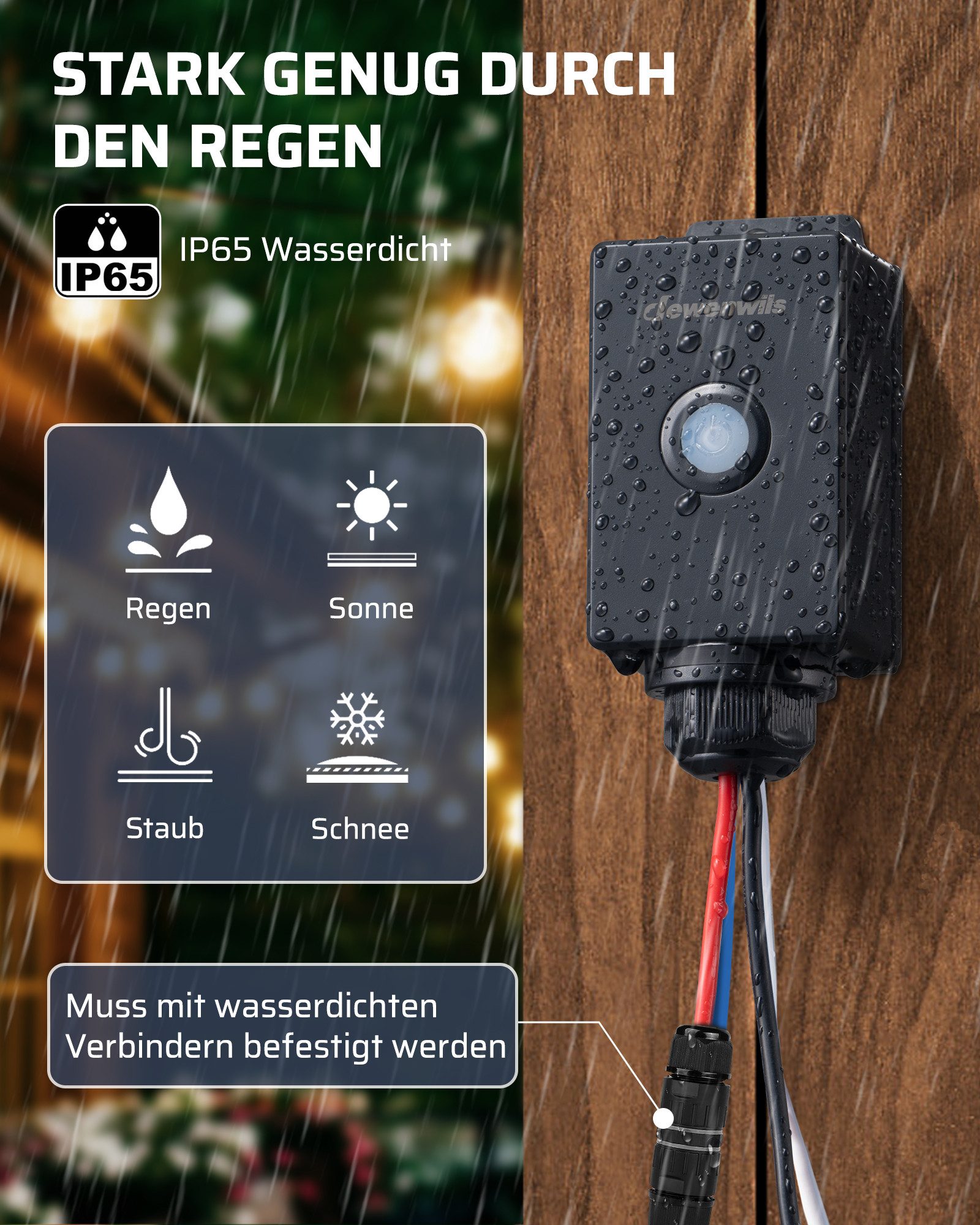 DEWENWILS Licht-Funksteuerung Funkschalter Außen, für Gartenbeleuchtung, Garagenbeleuchtung, Poolpumpen, Außenleuchten, 1-tlg., IP65 Wasserdicht – Bild 5 von 5