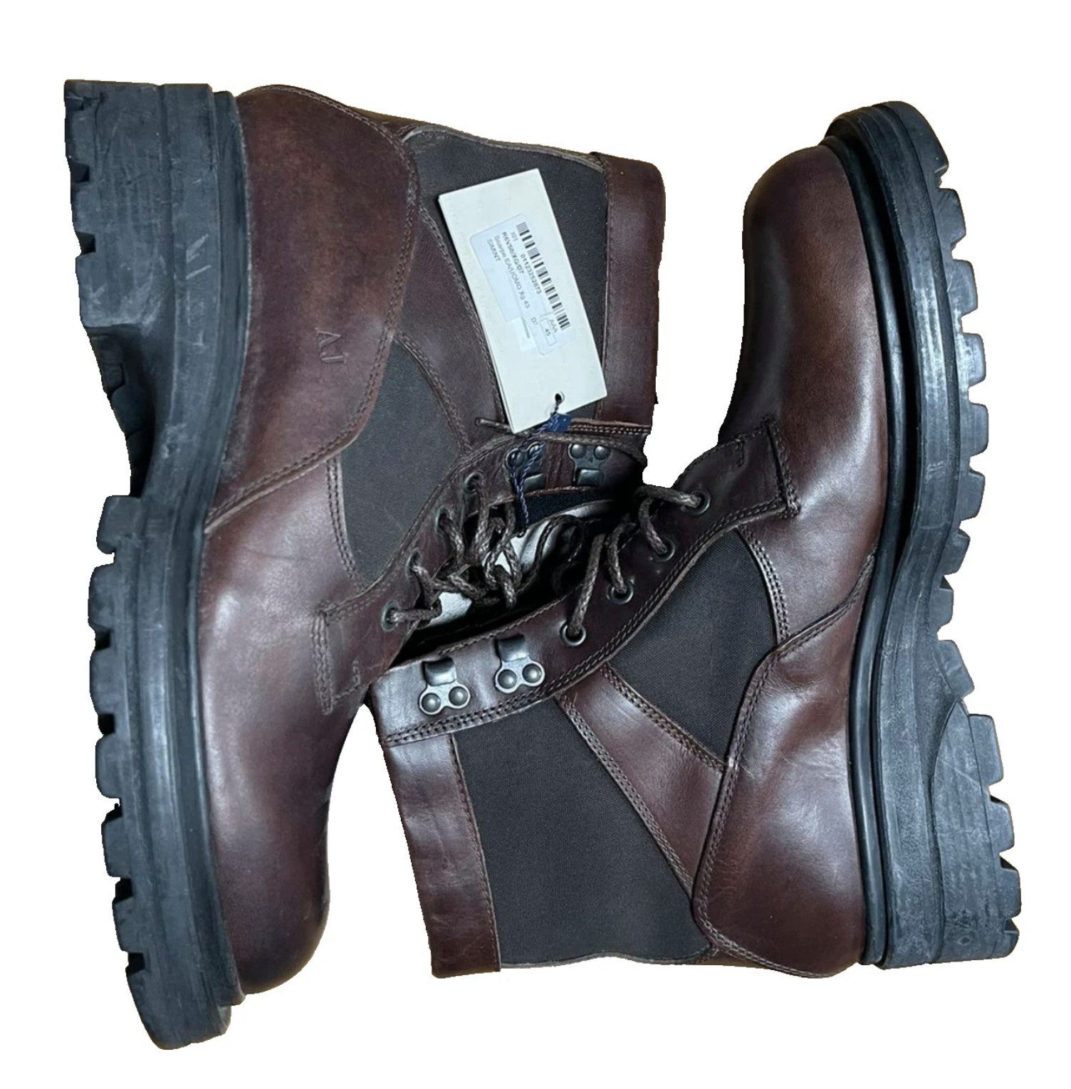 Emporio Armani Trekking Boots Vintage Look Made in Italy Lederstiefel Winterboots Warmes futter,dicke Gummiprofilsohle mit hoher Griffigkeit