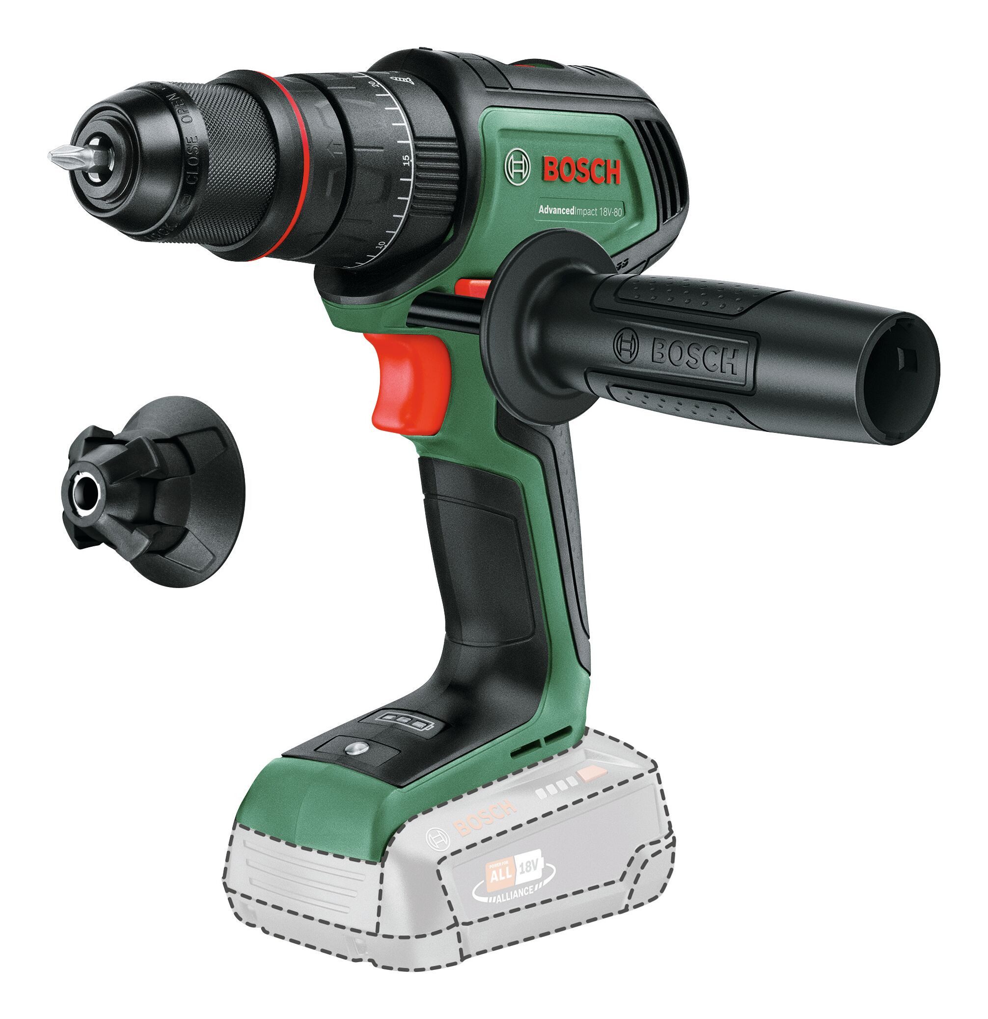 BOSCH Akku-Schlagbohrschrauber AdvancedImpact 18V-80, 18 V, max. 500 U/min, Schlagbohrmaschine QuickSnap Ohne Akku - im Karton