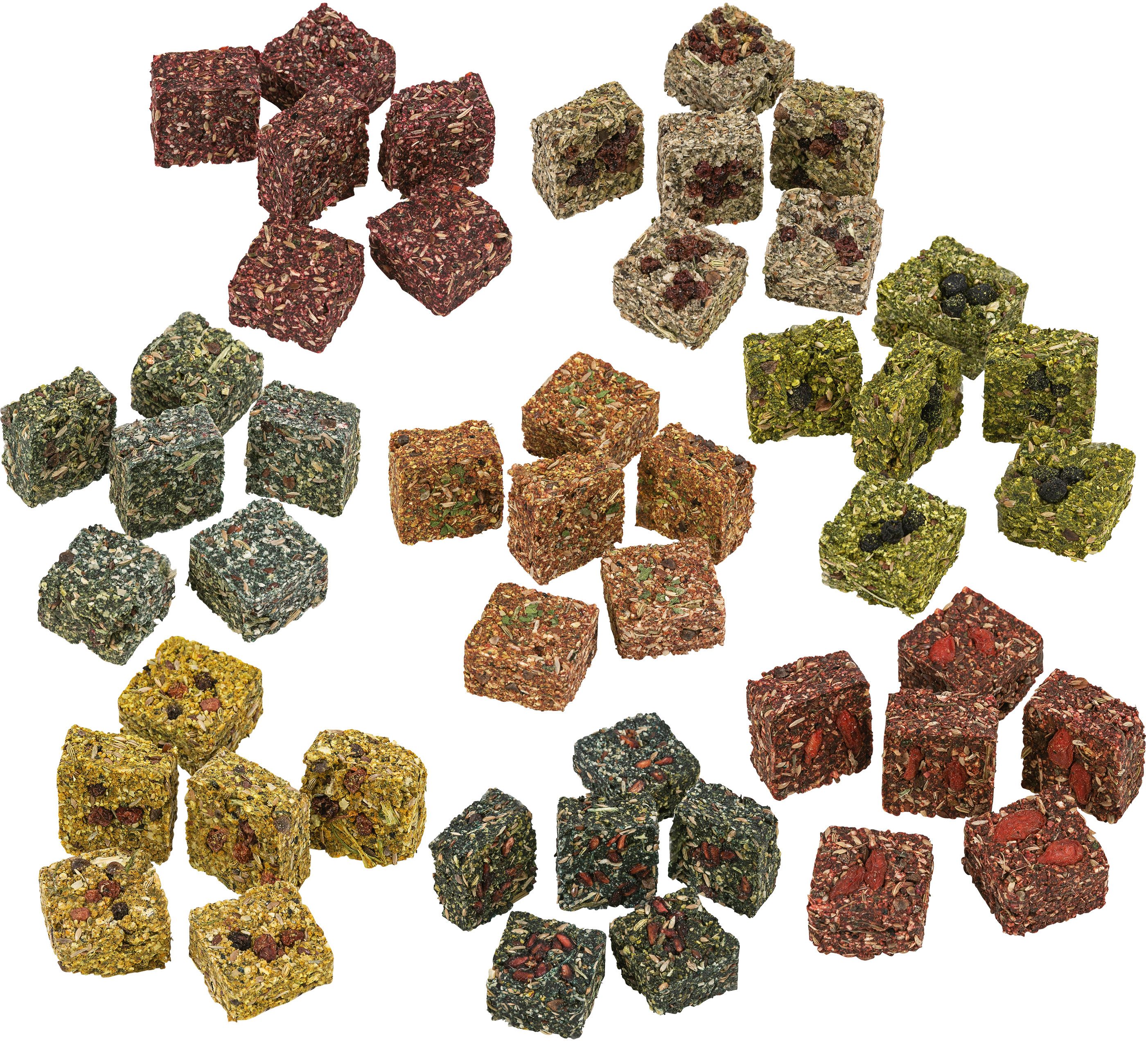 Dehner Dehner Best Nature Nagersnack, Superfood Würfel-Mix, 8 x 90 g (720 g) Algen, Snack für: Zwergkaninchen, Kaninchen, Hamster, Zwerghamster, Meerschweinchen, Mäuse, Rennmäuse