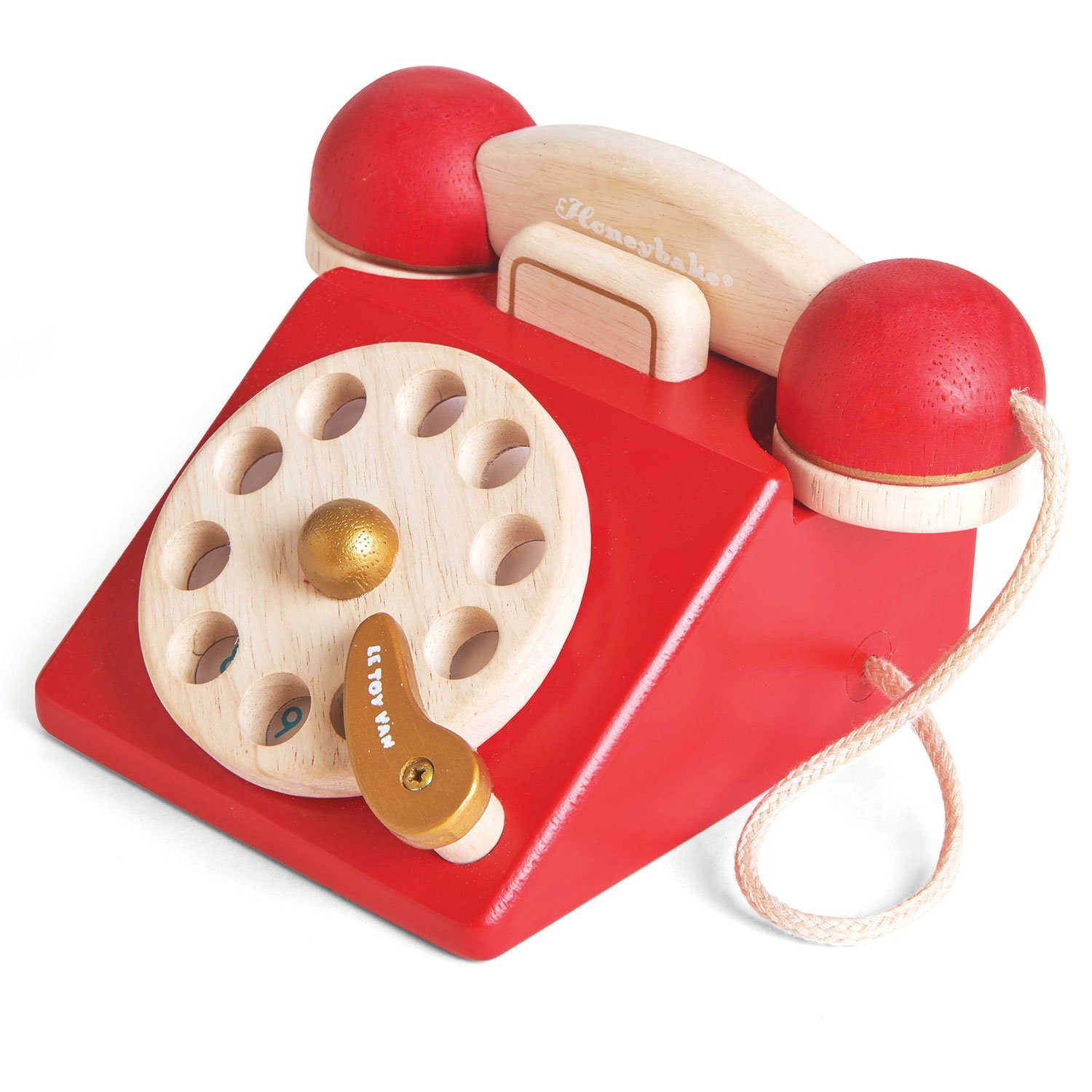 LeNoSa Spieltelefon Retro Telefon Holz-Spielzeug für Kinder Vintage