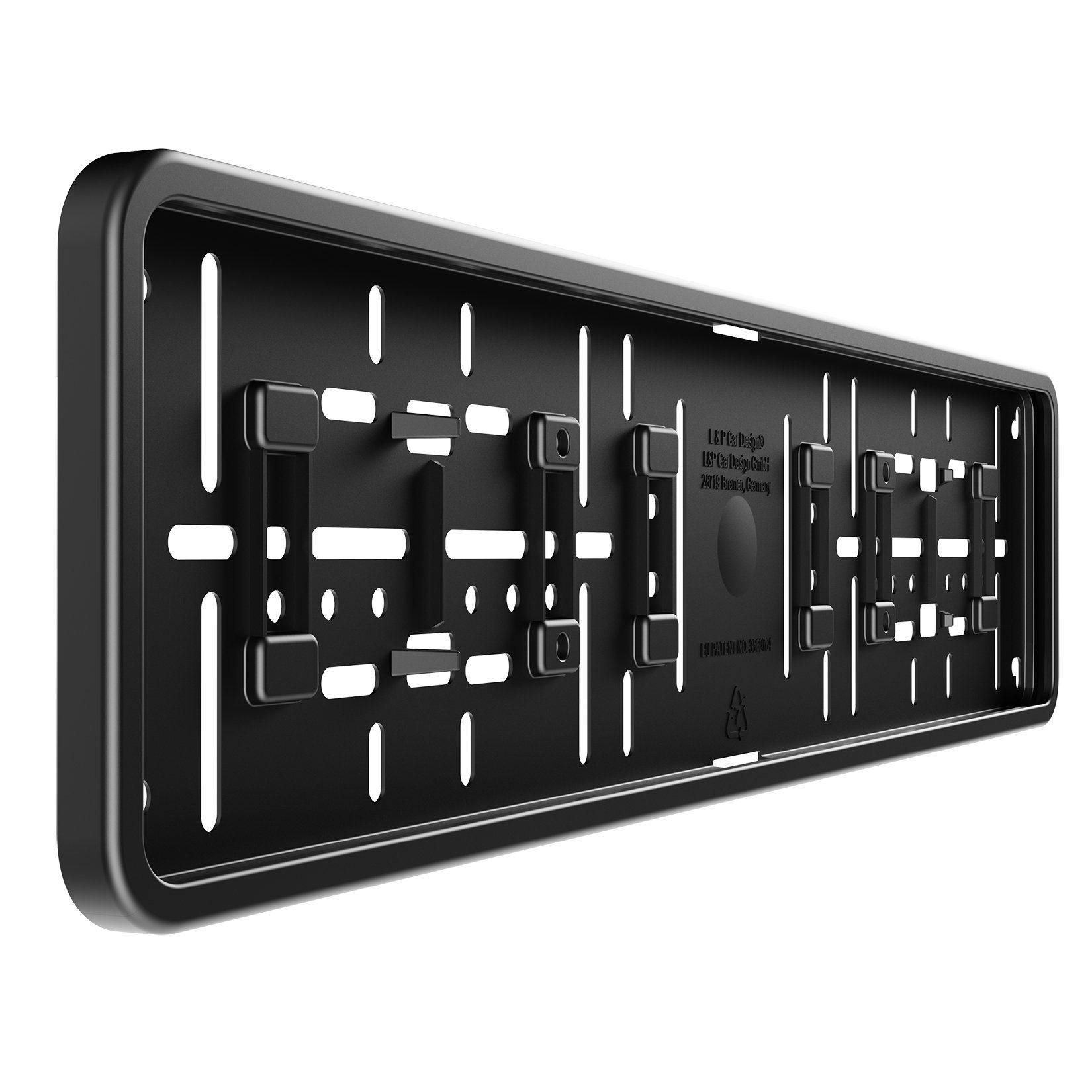 L & P Car Design Kennzeichenhalter für Auto mit umlaufendem Rahmen in Schwarz, (2 Stück)