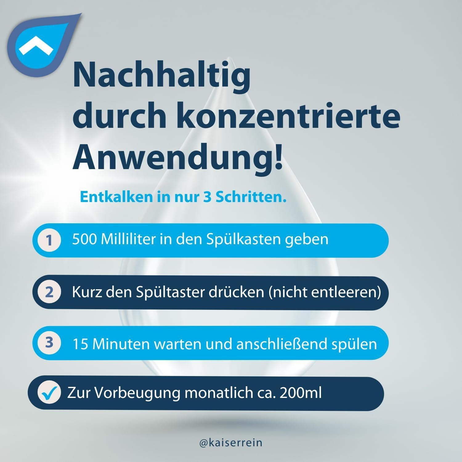 KaiserRein Toilettenspülkasten Express-Entkalker Entkalker (Hochkonzentriert, Nicht schäumend, Materialschonend)