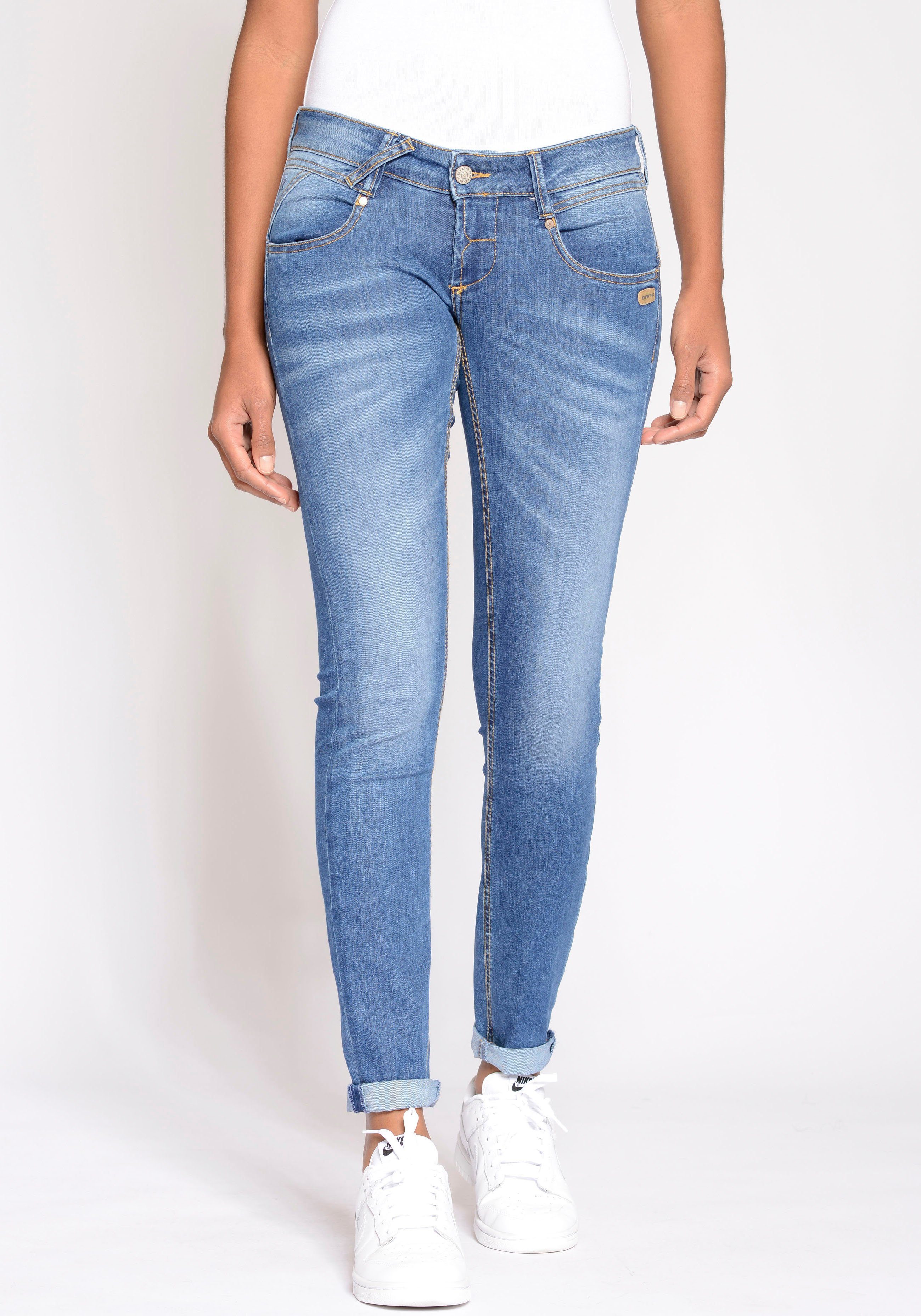Sonderpreisverkauf! GANG Skinny-fit-Jeans 94Nena mit mit coolen Form niedriger Enge Leibhöhe Skinny-fit Used-Effekten