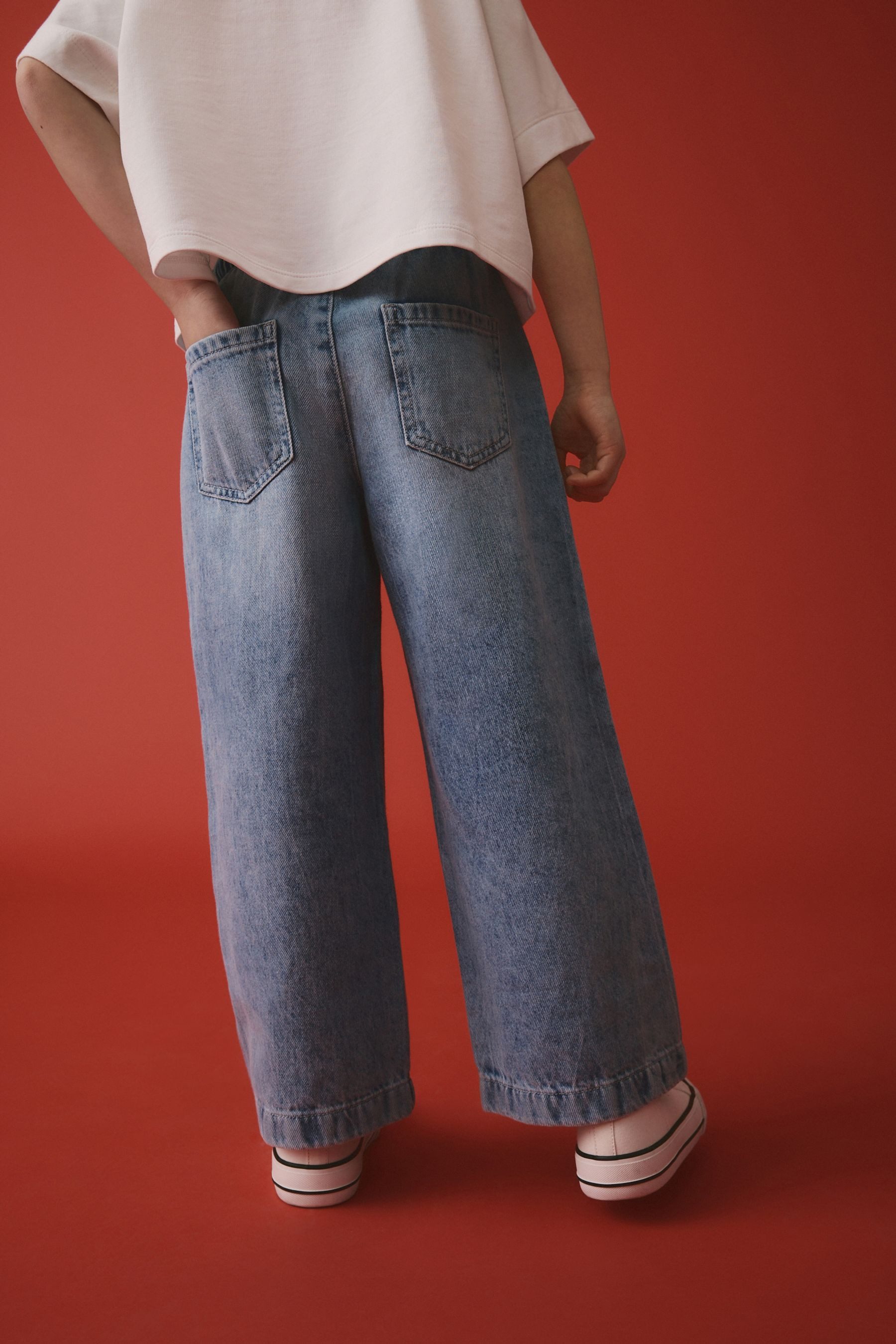 Next Weite Jeans Schlupf-Jeans mit weitem Bein aus 100 % Baumwolle (1-tlg)