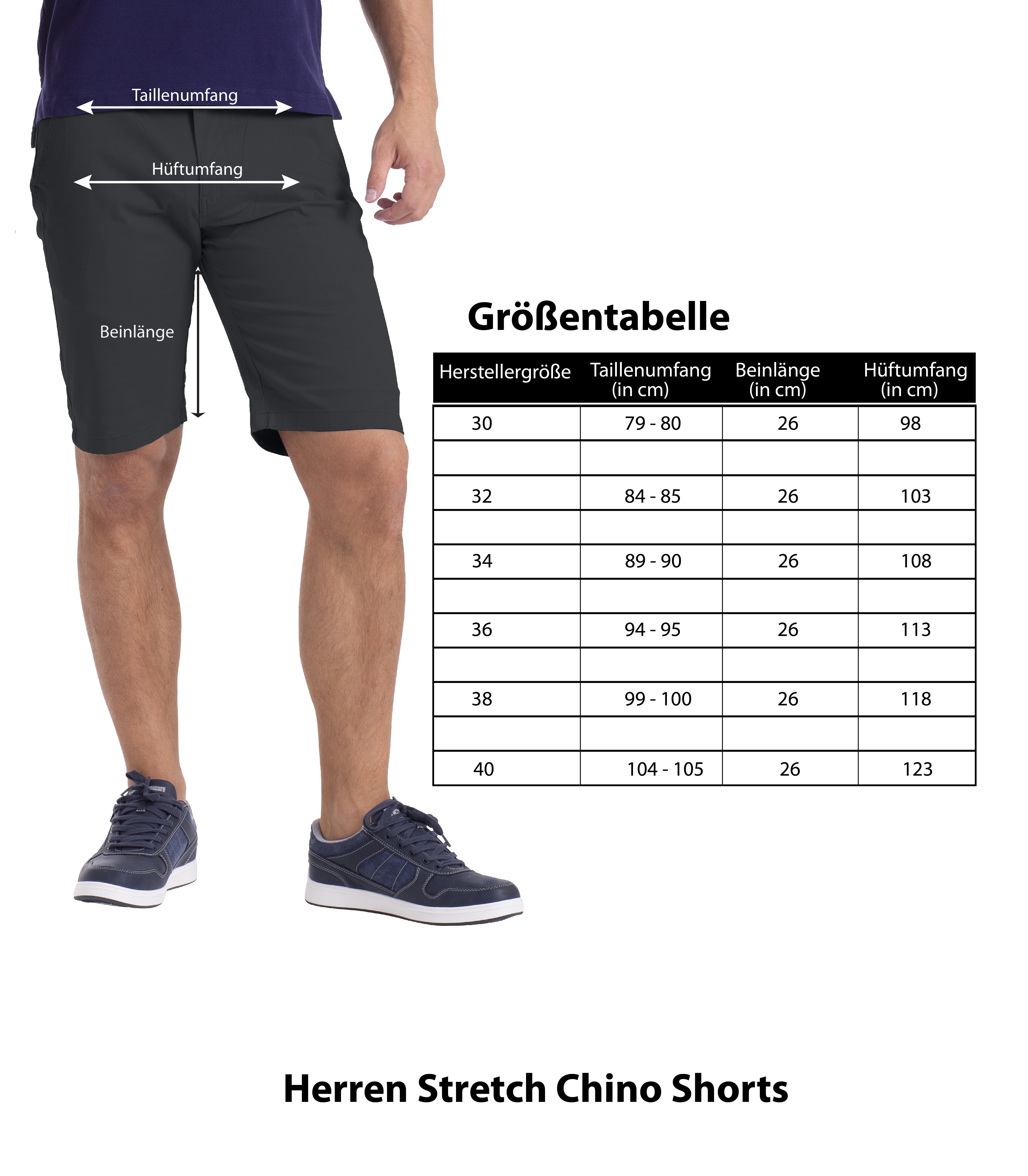 BlauerHafen Chinoshorts Herren Stretch Chino Shorts Slim Fit Bermuda Hose Strecken-Baumwolle