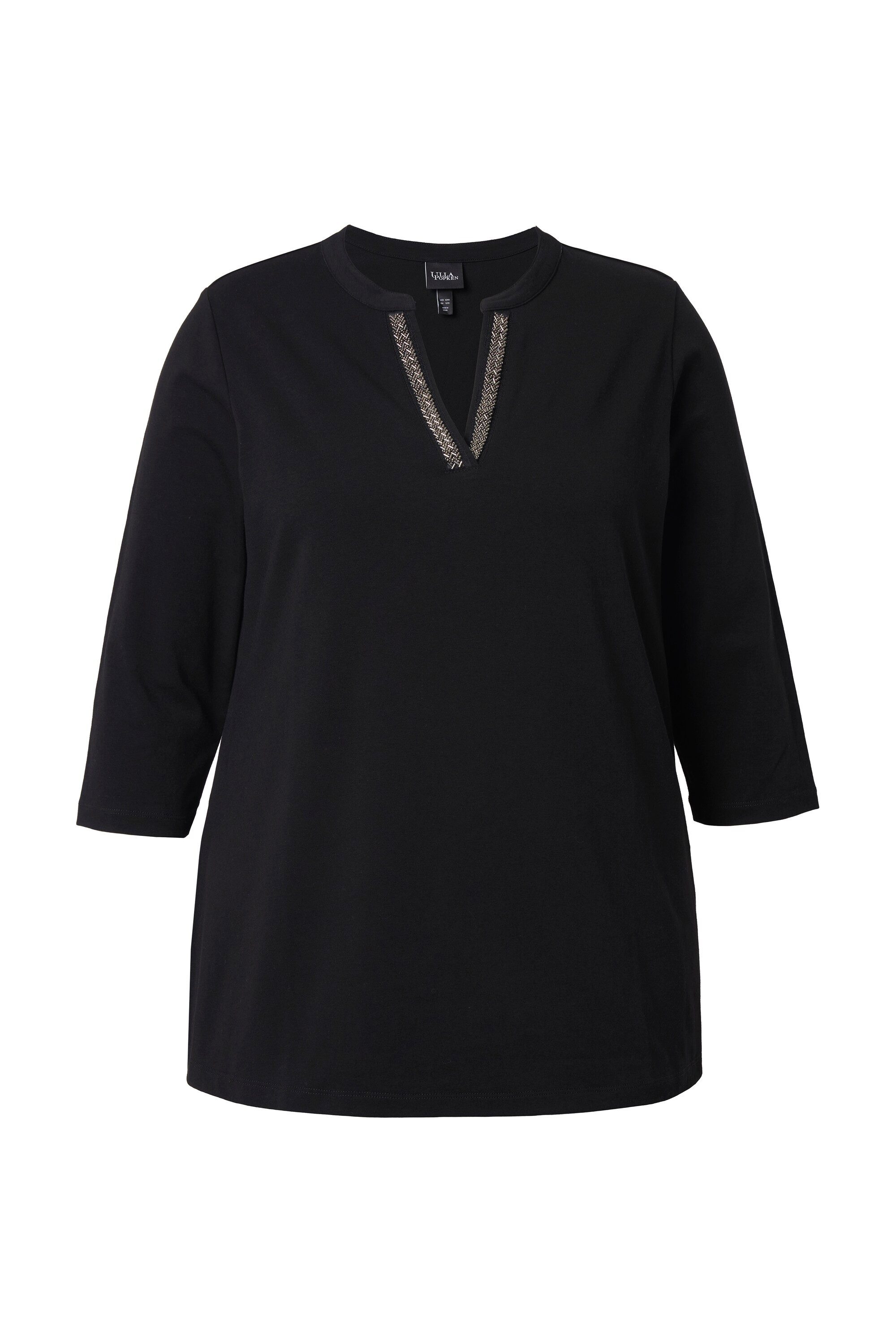 Longshirt Longshirt A-Linie Tunika-Ausschnitt 3/4-Arm
