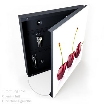 Primedeco Schlüsselkasten Magnetpinnwand mit Glasfront Kirschen auf Weiss (1 St)