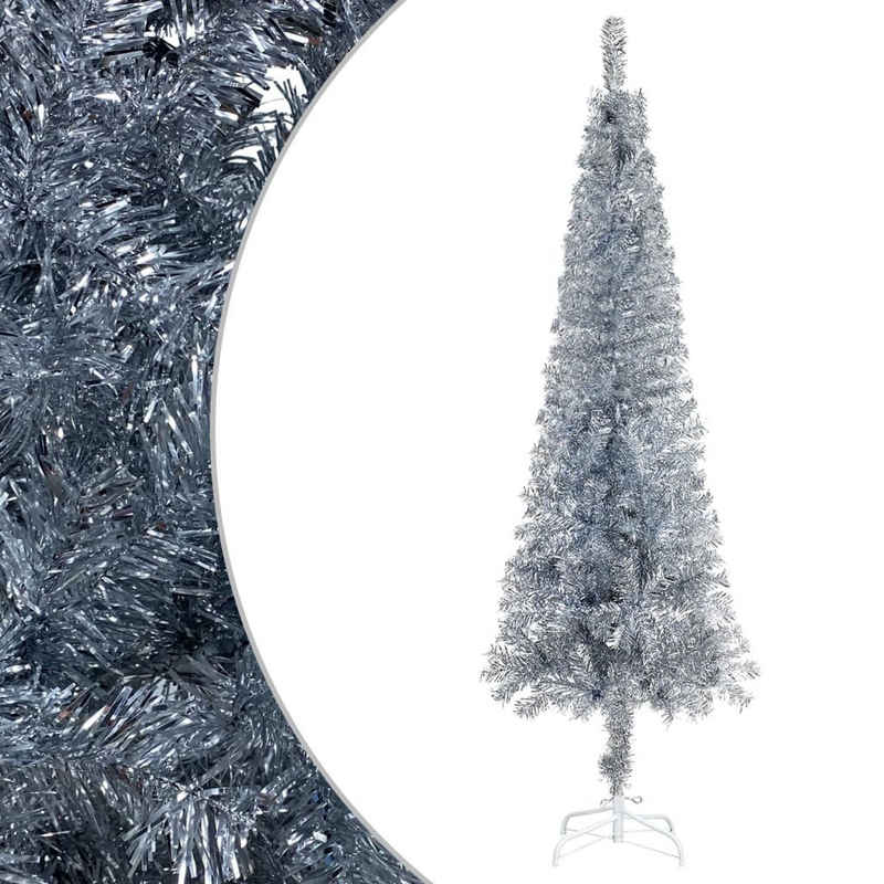 vidaXL Künstlicher Weihnachtsbaum Schlanker Weihnachtsbaum Silbern 120 cm