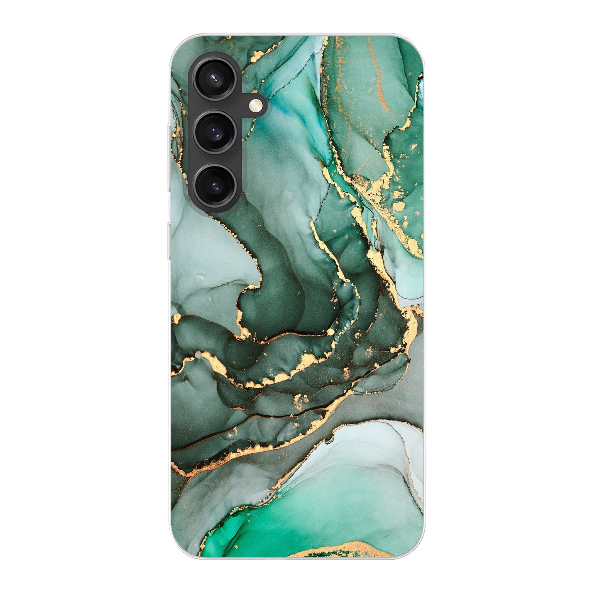 MuchoWow Handyhülle für Samsung Galaxy S23 FE Gold - Marmor - Grün - Luxus - Marmoroptik -