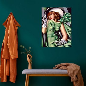 Posterlounge Wandfolie Tamara de Lempicka, Junge Dame mit Handschuhen, Wohnzimmer Lounge Malerei