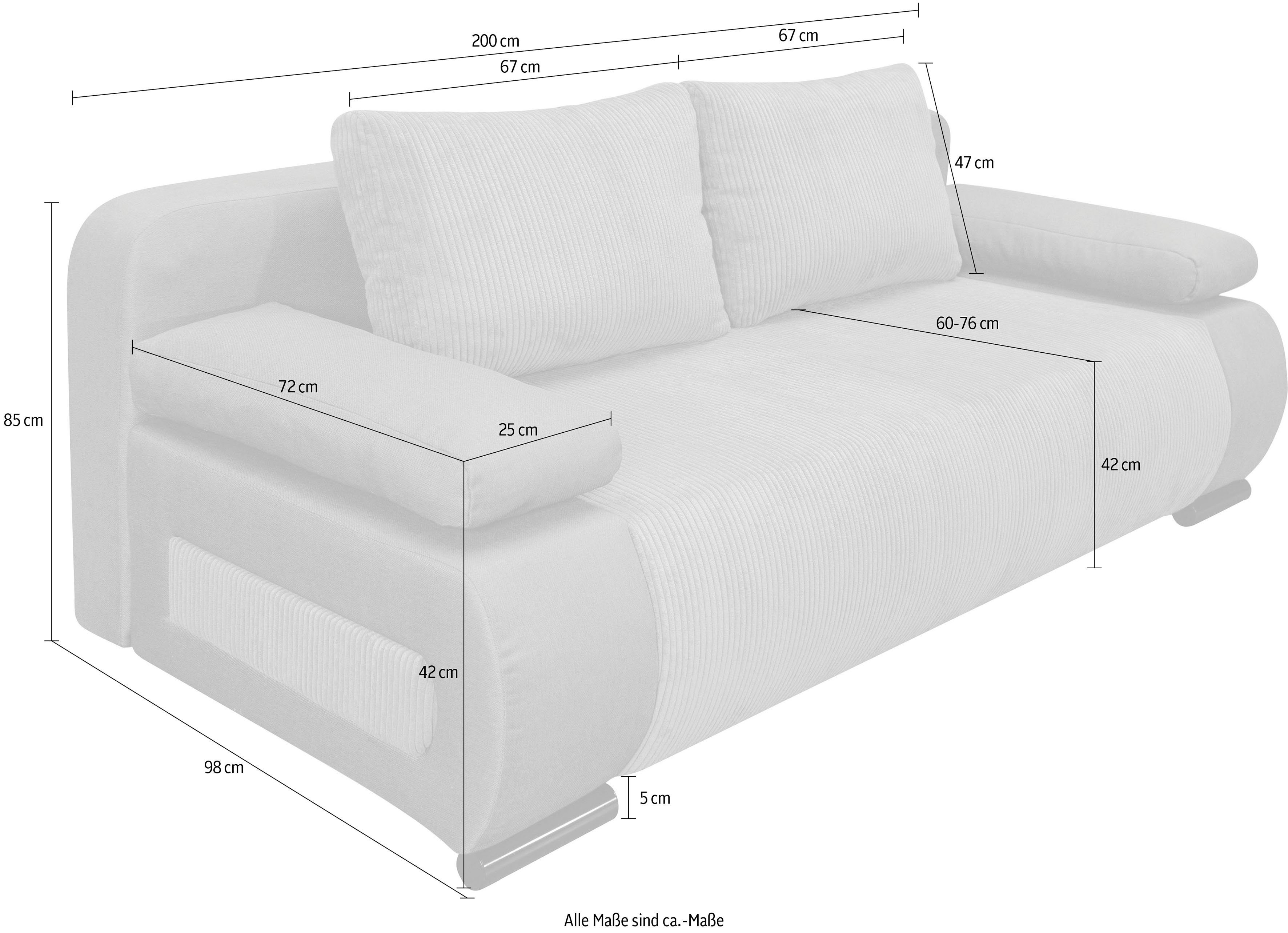 AB Schlafsofa Bettfunktion,Bettkasten,Komfortablem Bonnelfederkern,Rückenkissen Moritz, COLLECTION