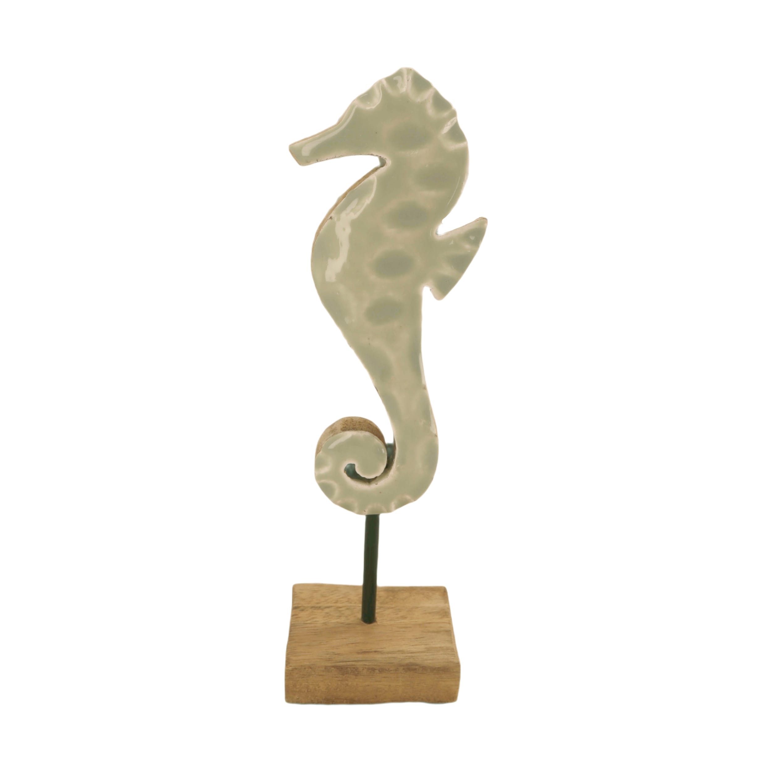 Dekoobjekt Seepferd Mango Holz mint 19cm
