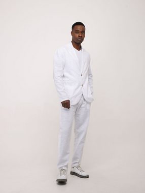 Denim Distriqt Anzug Leichter Sommer Anzug 2 Teiler Sakko mit Hose in Loose Fit Weiß M (2-tlg., Set besteht aus Sakko und passender Hose)