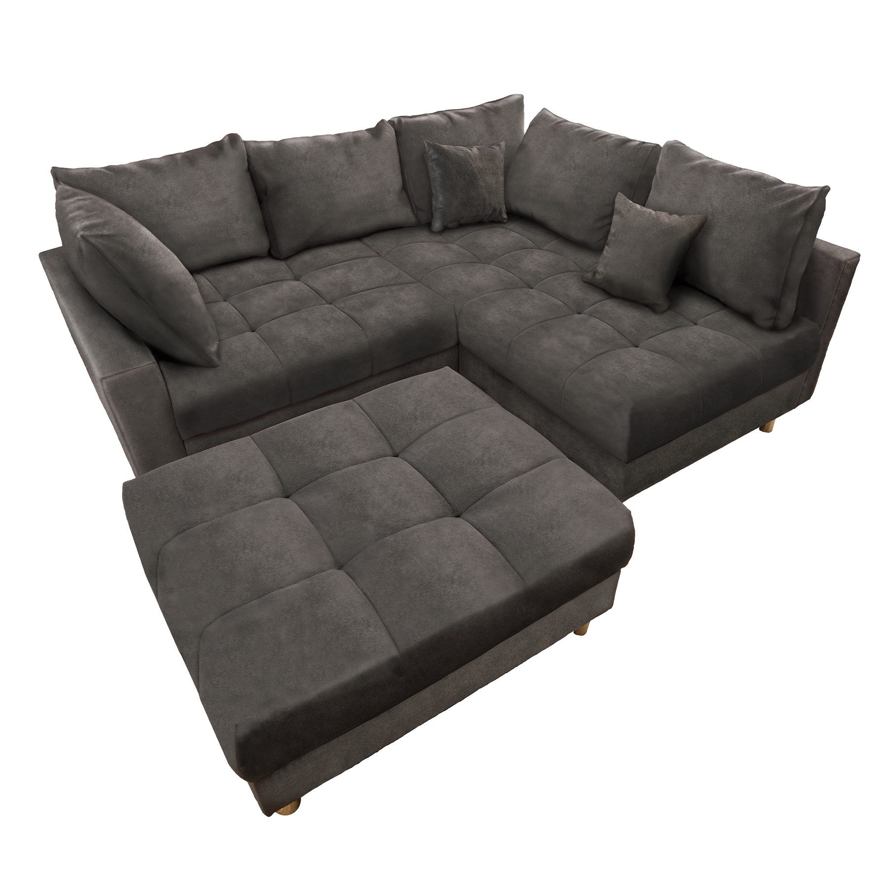 riess-ambiente Ecksofa KENT 220cm grau - inklusive Hocker, Set 1 Teile, Woh günstig online kaufen