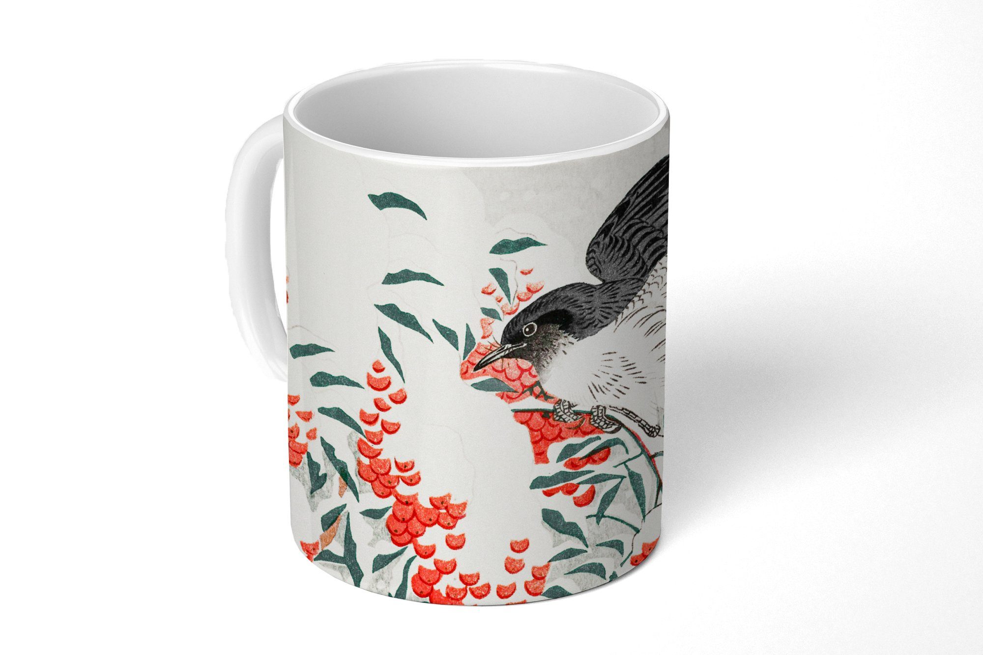 - Kaffeetassen, Keramik, MuchoWow - - Tasse Becher, Beere Schwalbe Japandi, Teetasse, Teetasse, Geschenk Vogel