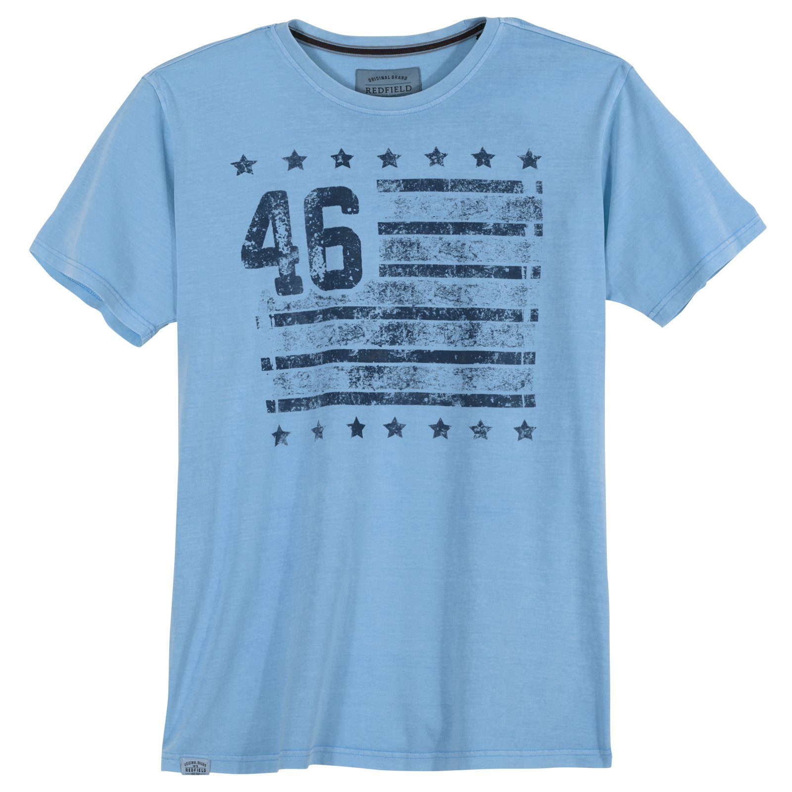 Flaggen-Print redfield T-Shirt Used-Look Redfield Print-Shirt Große hellblau Größen