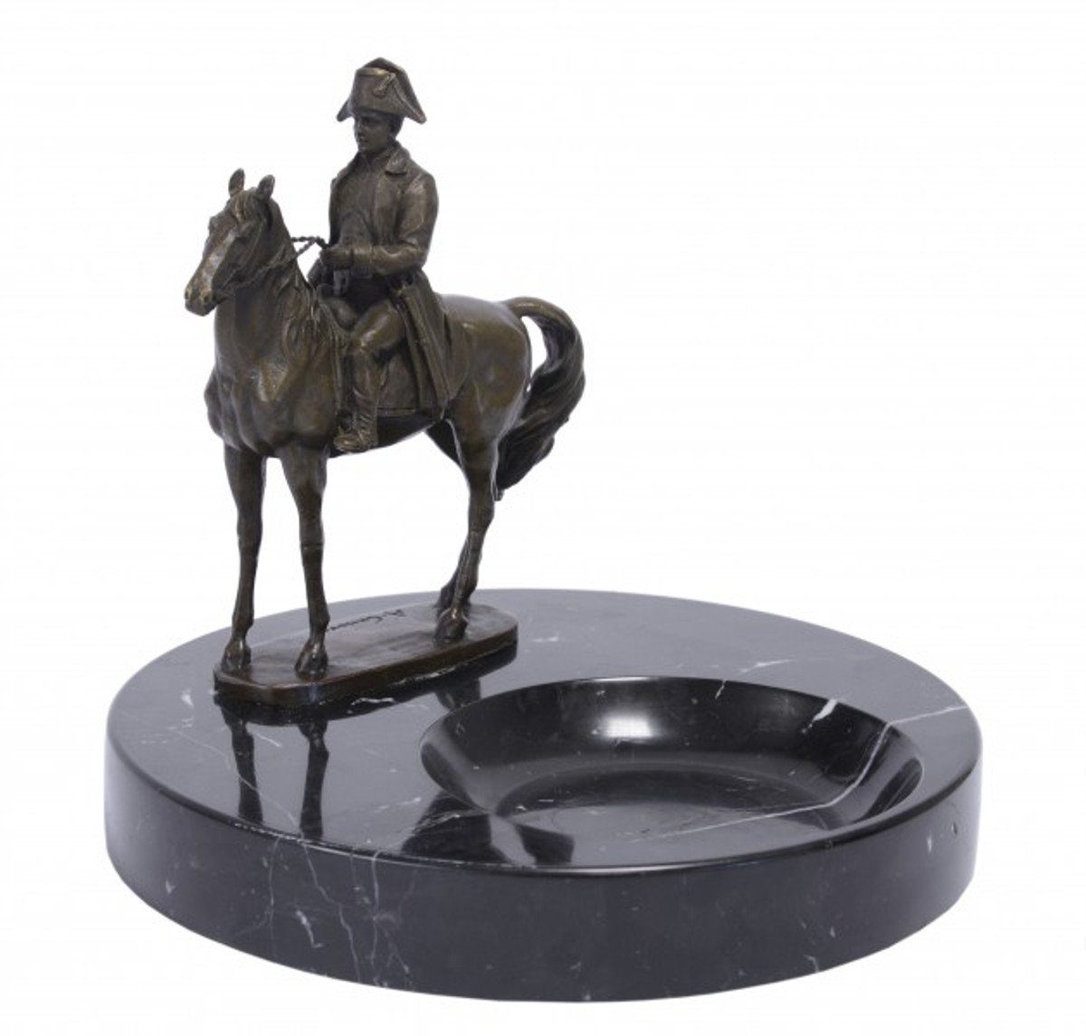Casa Padrino Aschenbecher Luxus Jugendstil mit Bronzefigur Napoleon auf Pferd