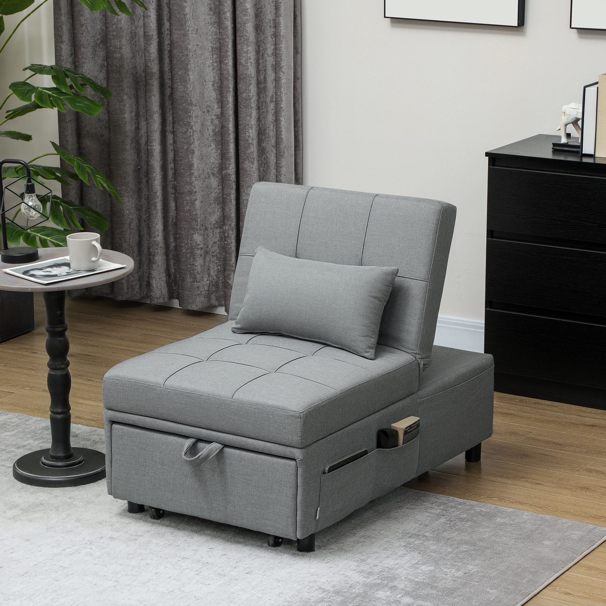 HOMCOM Sessel 3-in-1, mit Bettfunktion, Seitentasche, günstig online kaufen