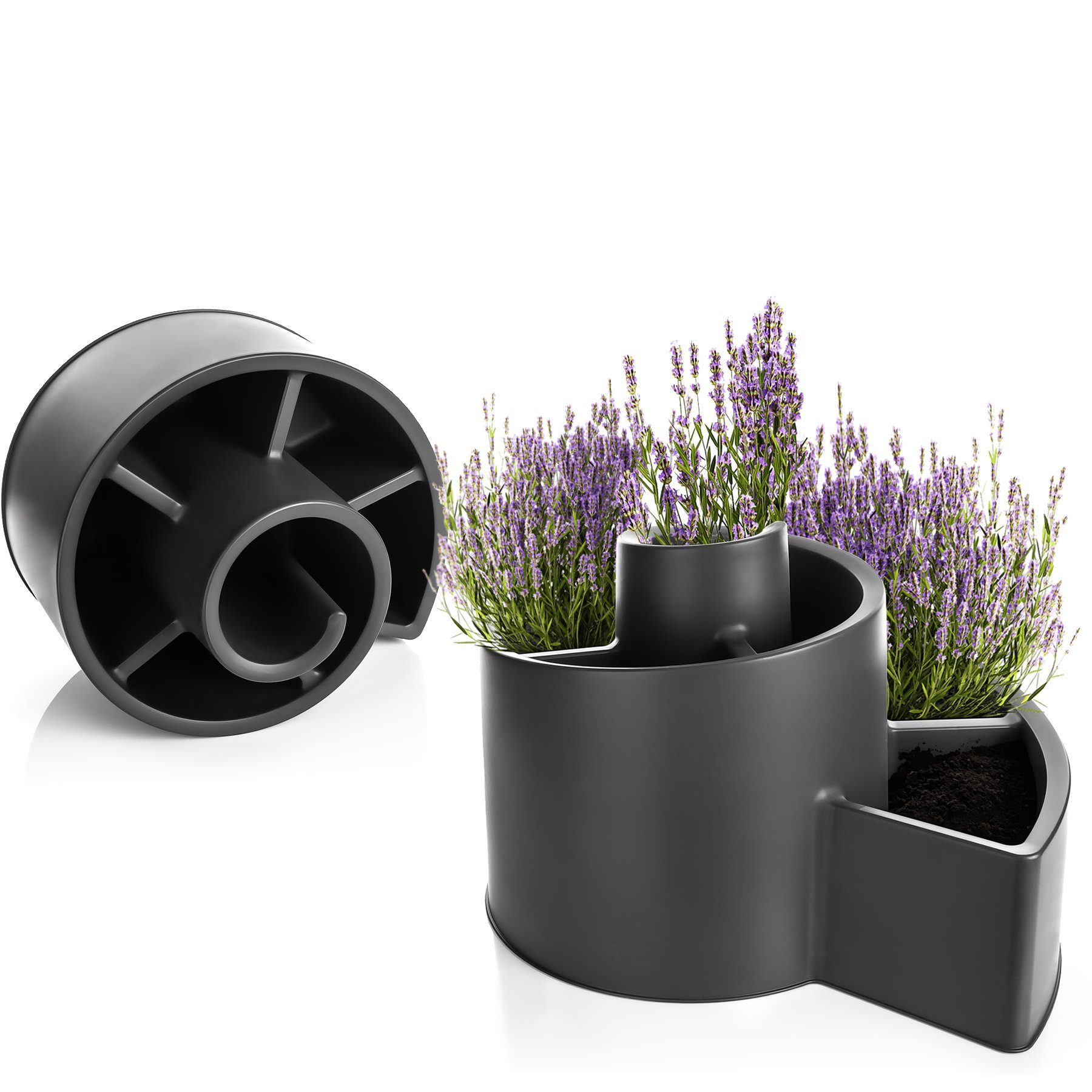 BigDean Kräuterspirale Blumentreppe aus Kunststoff in Anthrazit BxH 55,5x34 günstig online kaufen