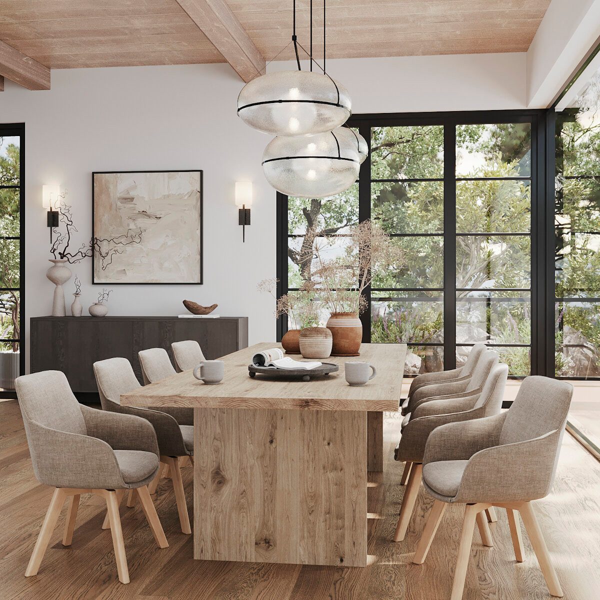 Rellgo Esstisch Anni, vielfältiger Tisch aus Eichenholz, zeitloser Wohnzimmertisch, wasserabweisender Küchentisch, 160 x 90 cm