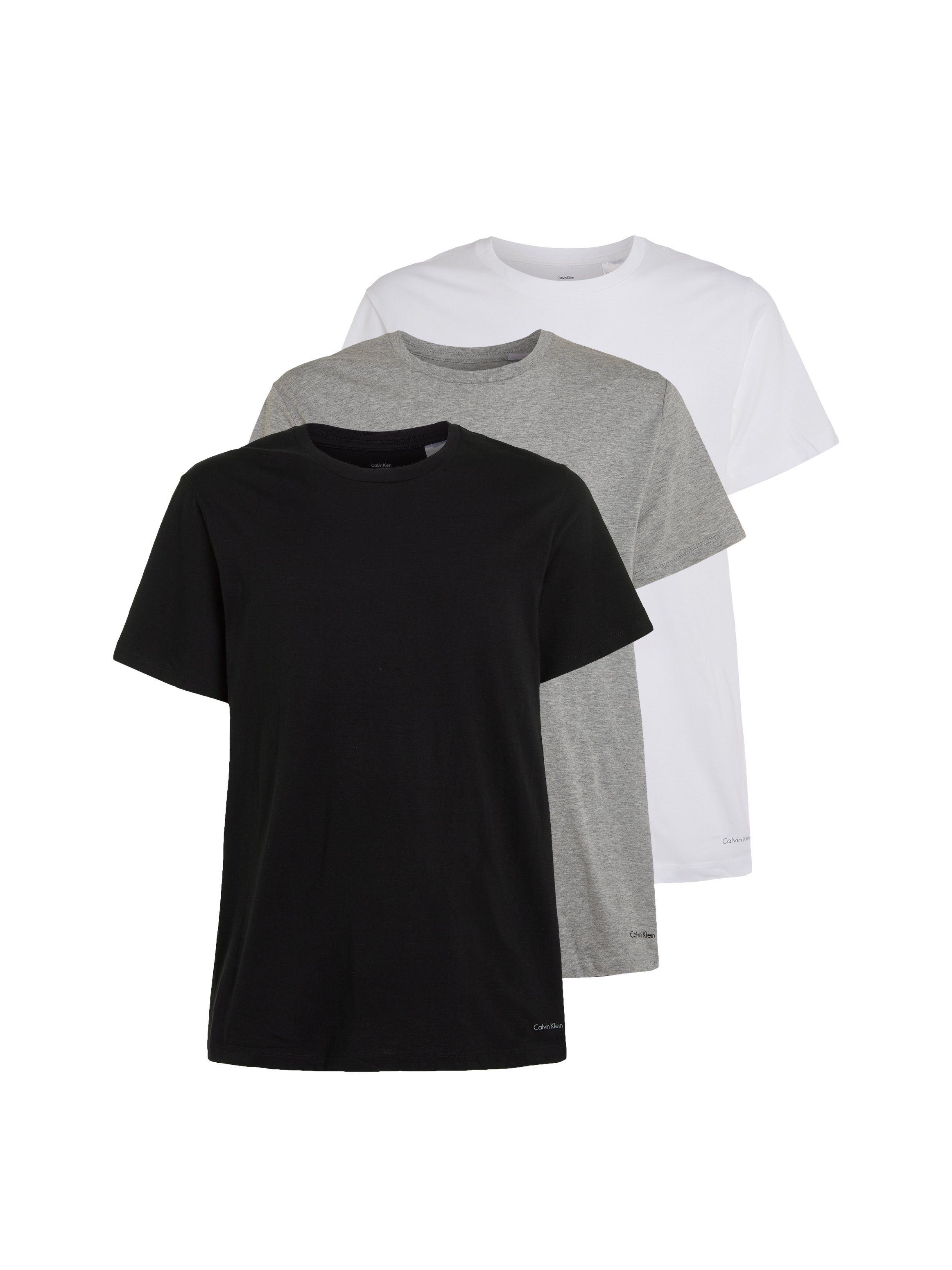 Calvin Klein weiß T-Shirt schwarz, uni (3er-Pack) grau-meliert, Underwear