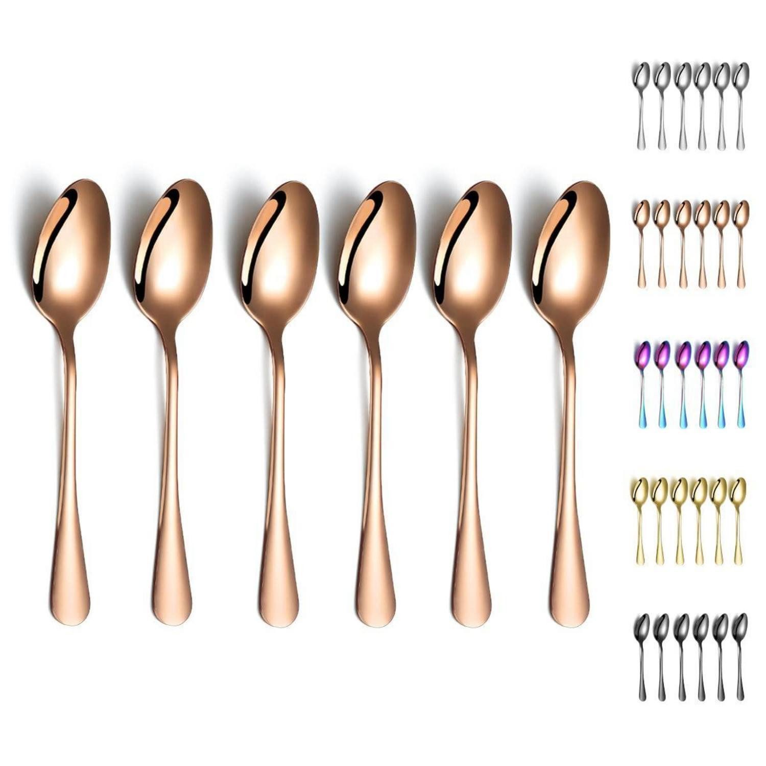 LuxusKollektion Dessertlöffel Essloeffel Roségold 6er-Set Edelstahl (6 Stück)