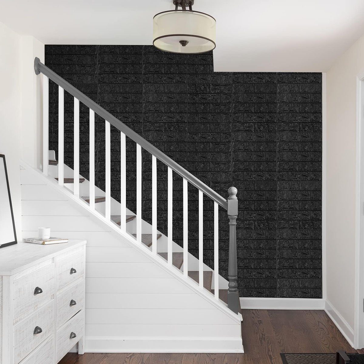 3D-Ziegelstein-Tapete,schaum-Ziegelstein-Wandpaneele,für Jormftte Fototapete Schlafzimmer Schwarz