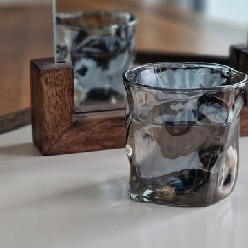 Zoha Glas Diamond Black Glas Trinkgläser Cocktailgläser 200ml, Glas, Hitzebeständig Eiskaffeegläser Tee Wasser Saft Kaffee -