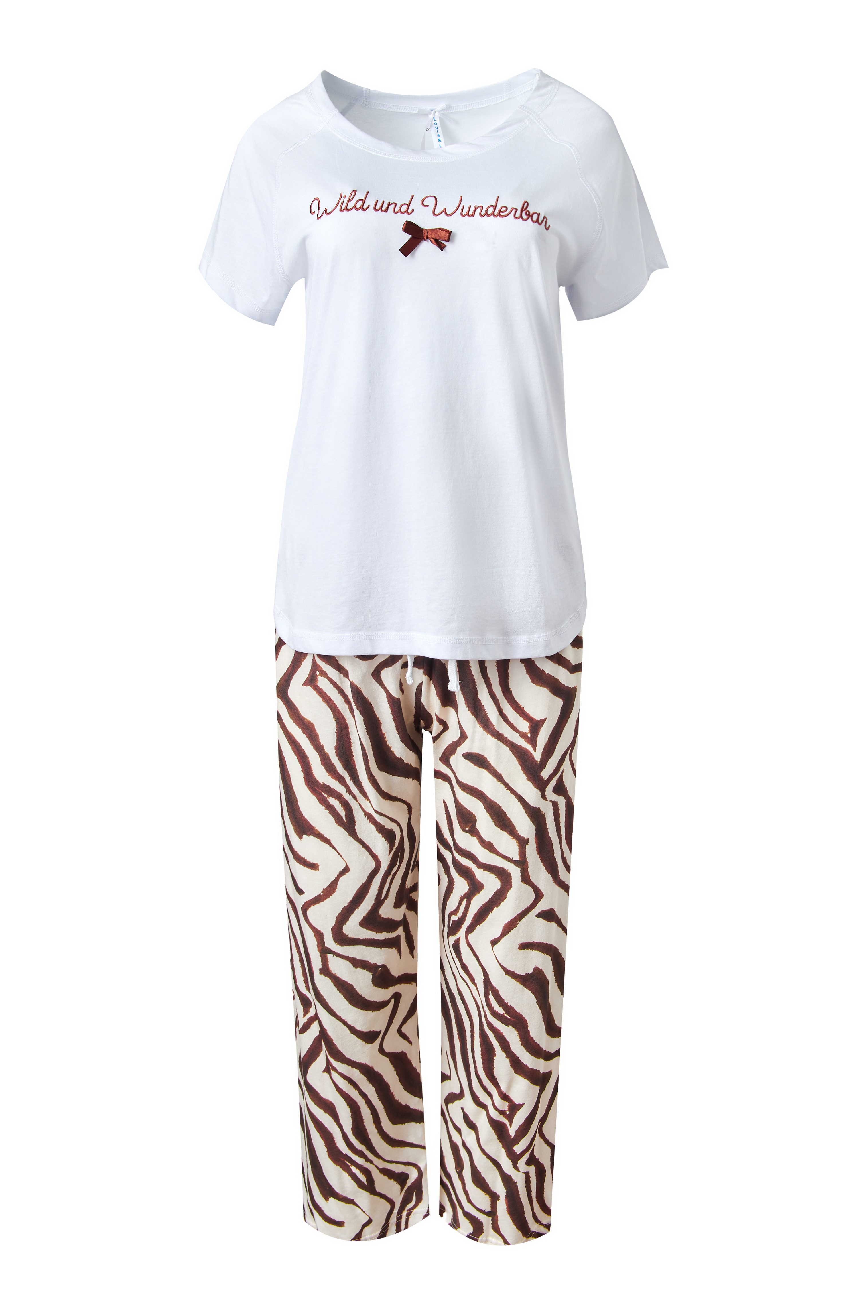 Louis & Louisa Capri-Pyjama Capri-Set "Wund und Wunderbar" weiß/Zebra allover