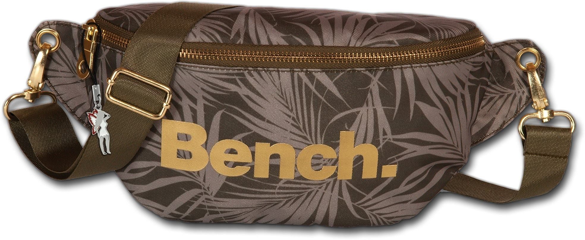 Bench. Gürteltasche Bench modische Gürteltasche oliv (Gürteltasche, Gürteltasche), unisex Tasche Nylon grün, oliv, mittel 25x14x8,5cm, Blätter-Print