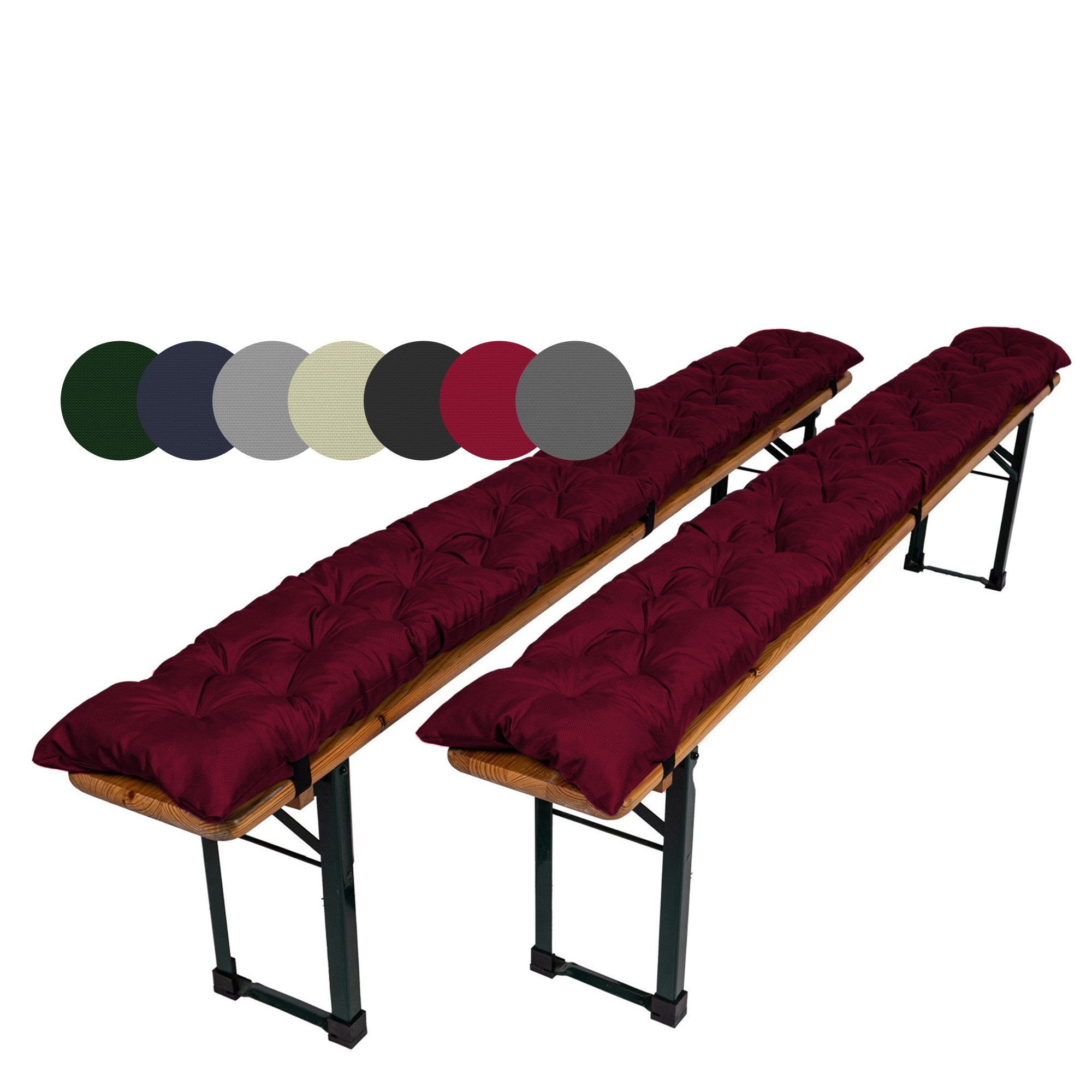 TexDeko Bankauflage TexDeko Garden 2er-Pack Bierbankauflagen gesteppt für Bierzeltgarnitur, (Doppelpack), Länge: nach Wahl, UV-beständig