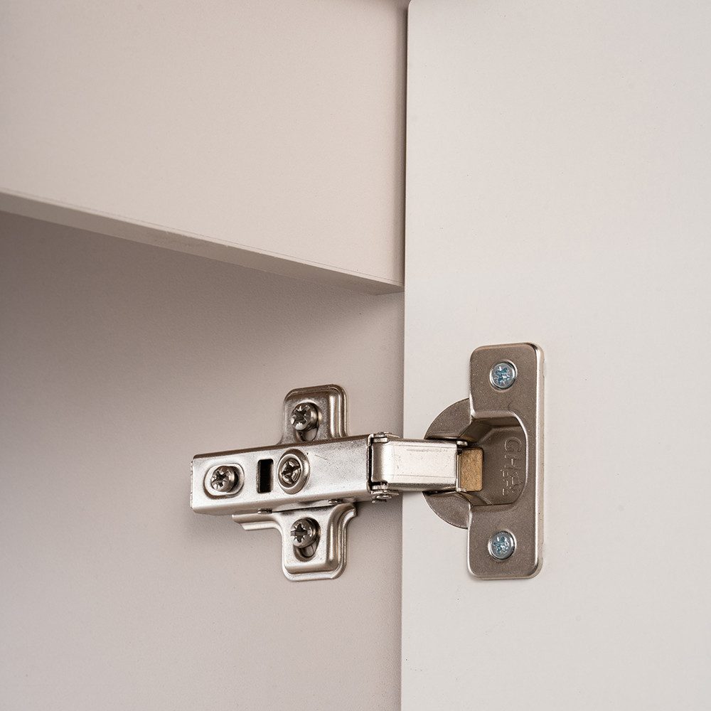 Lomadox Hochschrank NEWPORT-56-CASHMERE Kaschmir Rillen 30 cm breit Fach in Weiß grifflos Softclose Türen
