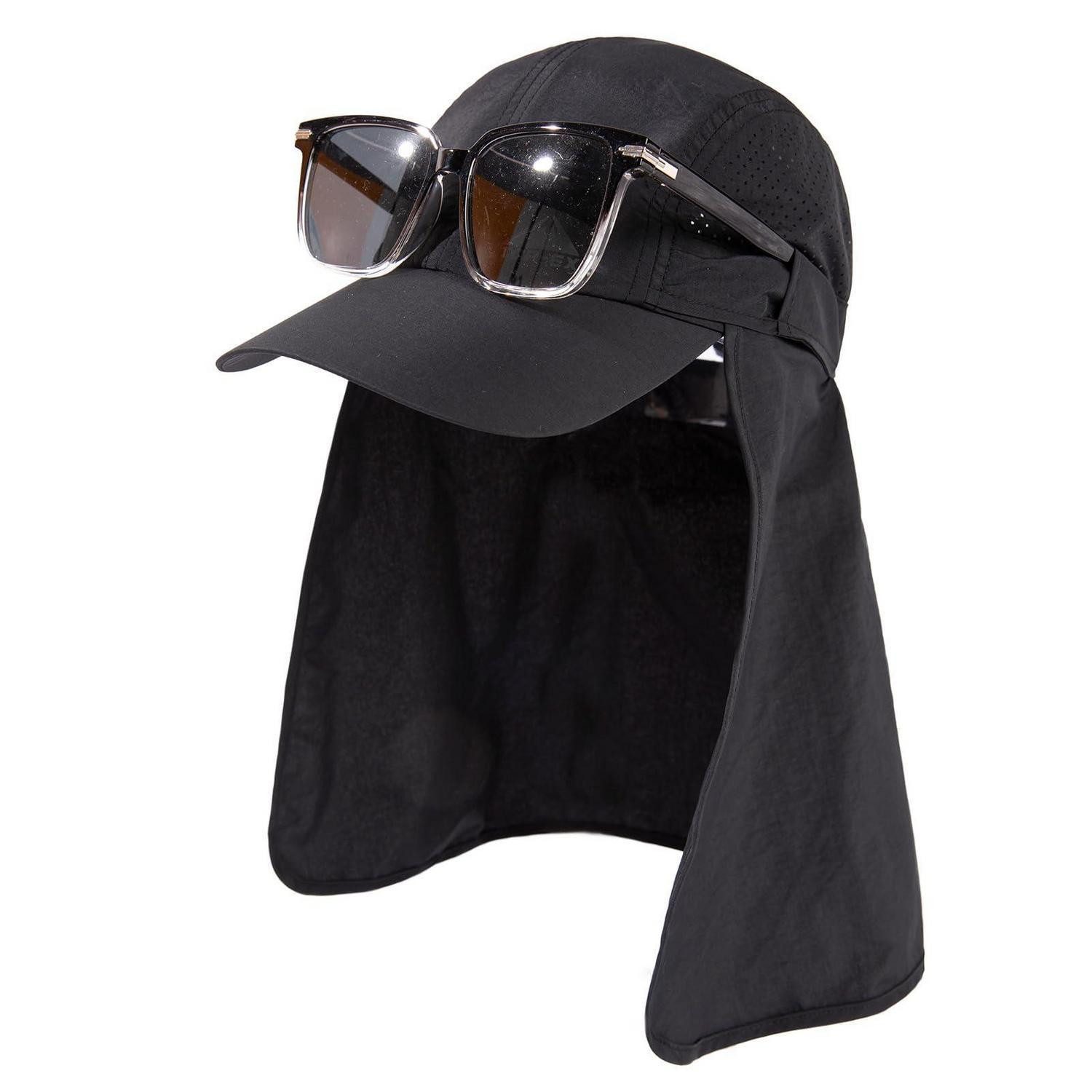 Baseball Cap Baseball Cap Herren Nackenklappe UV Schutz 96554 Schwarz XL