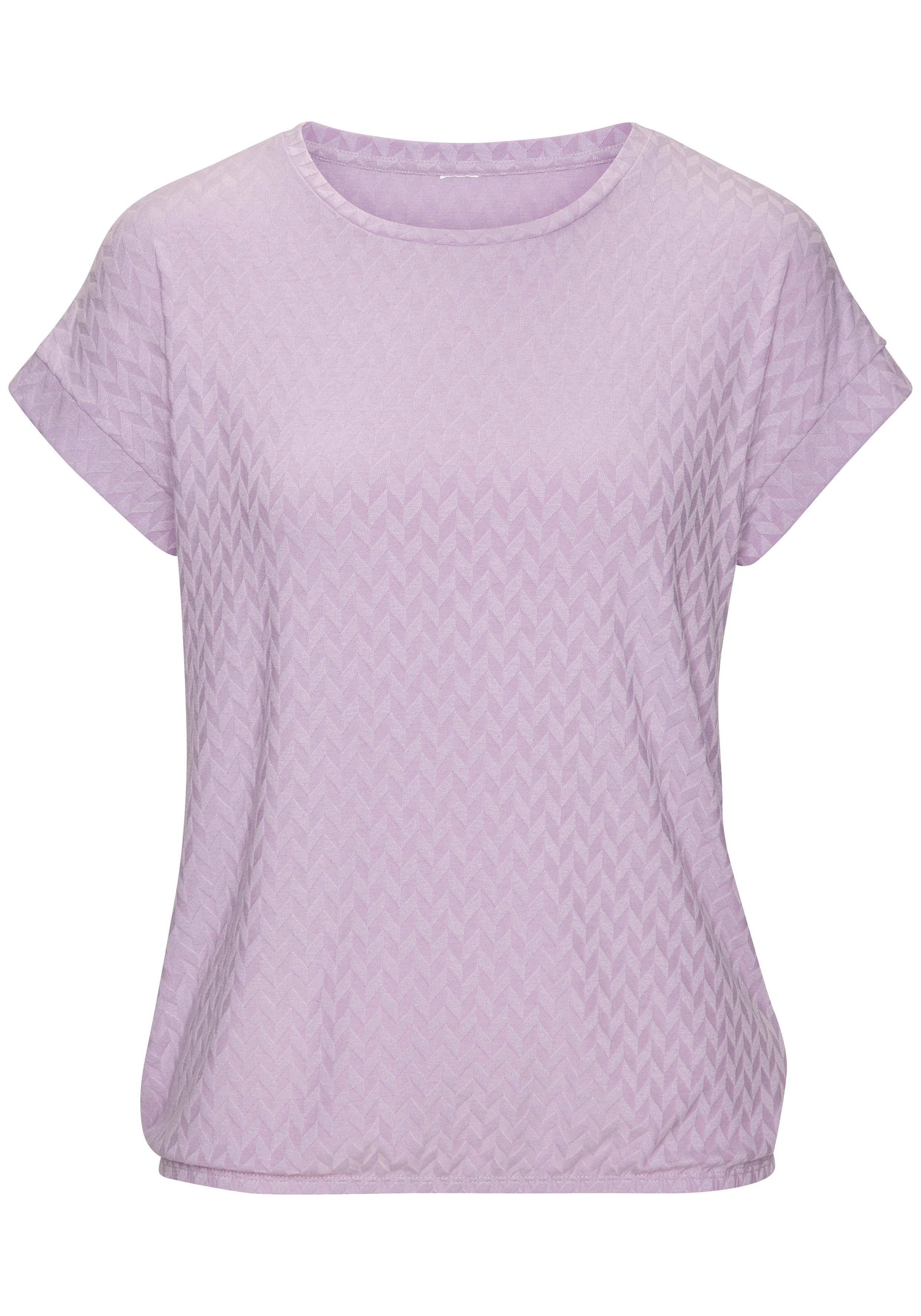 Vivance by Lascana Kurzarmshirt mit modischem Jacquard-Muster mit Gummizug im Bund – Bild 2 von 5