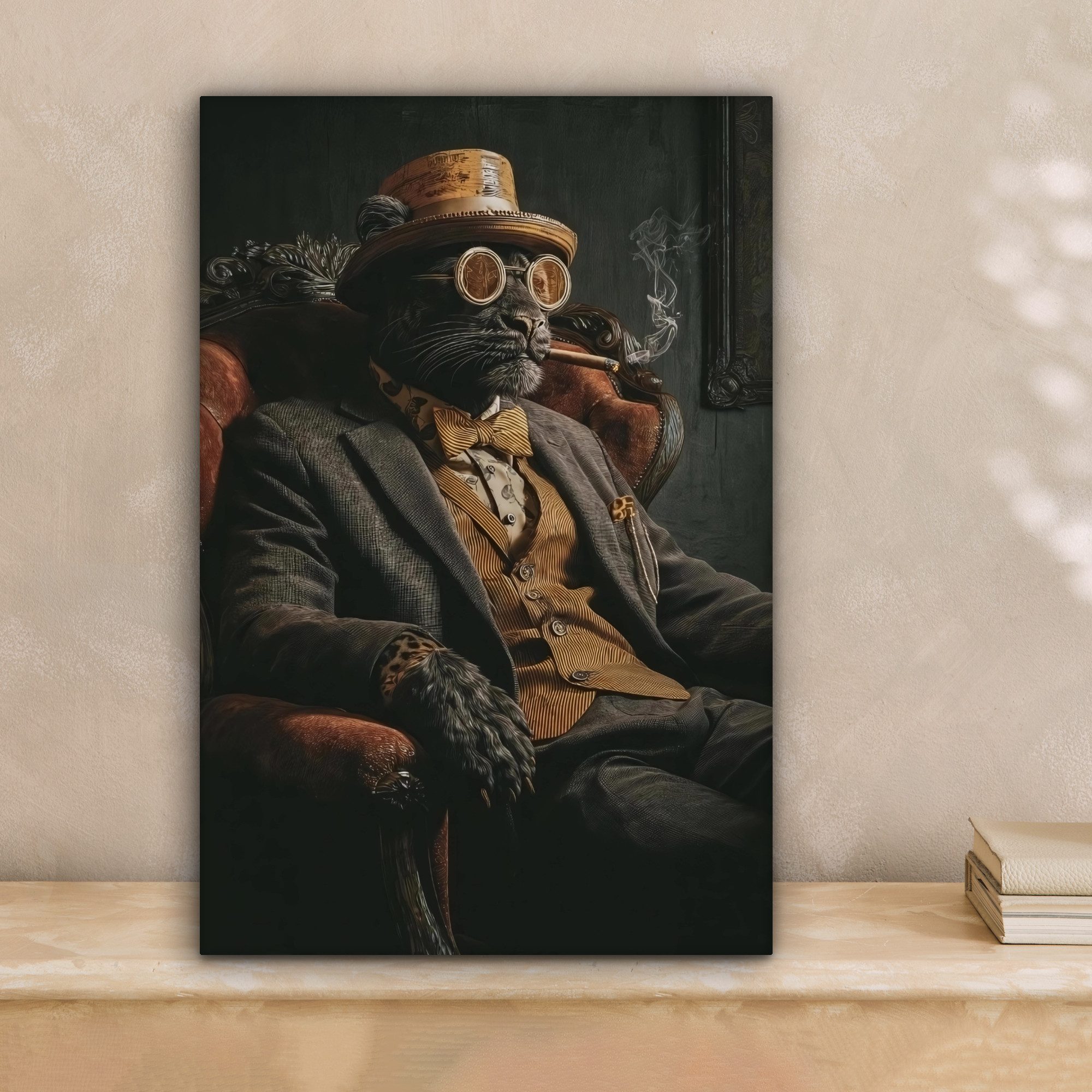 OneMillionCanvasses® Leinwandbild Katze - Anzug - günstig online kaufen
