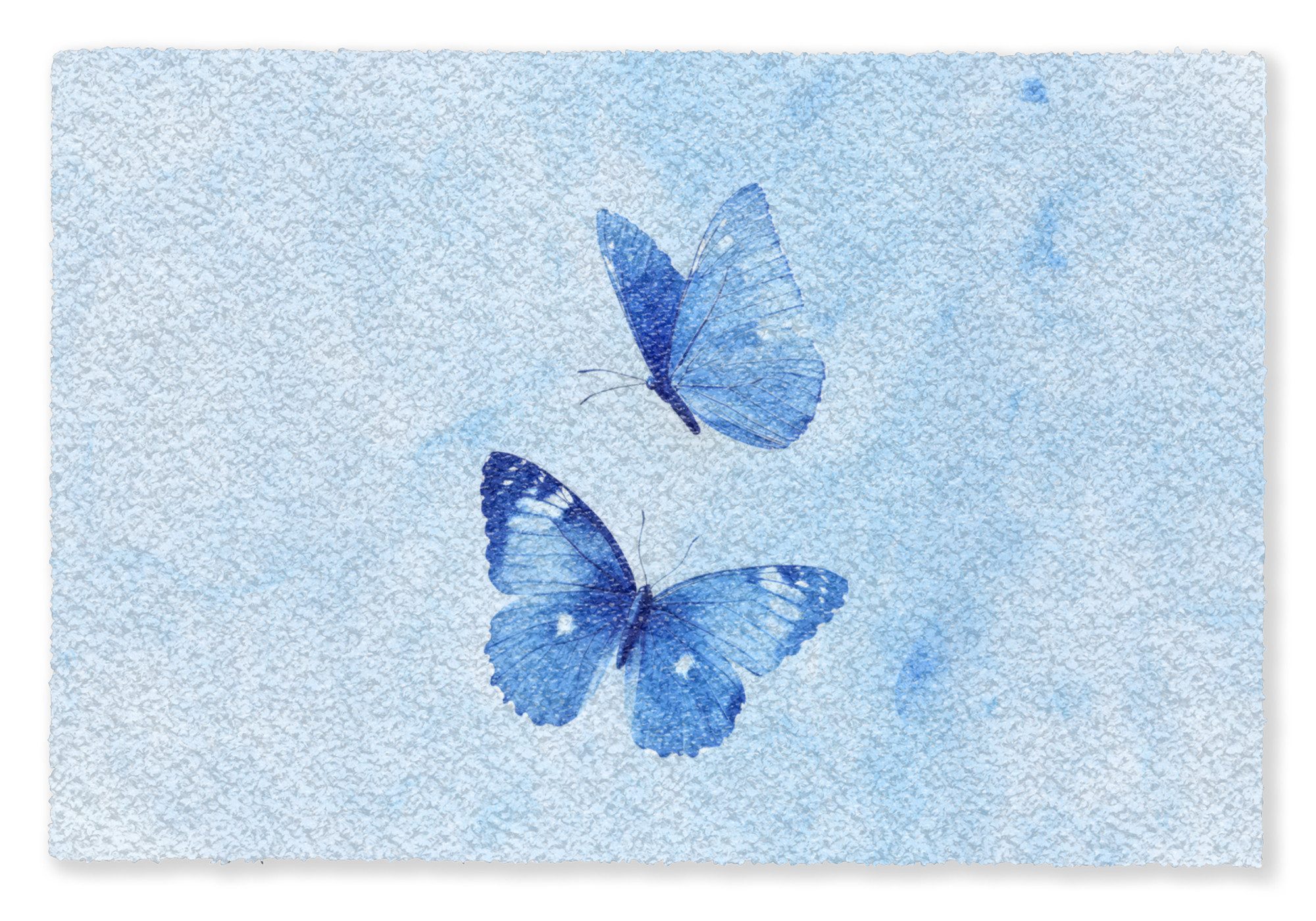 MuchoWow Fußmatte Schmetterlinge - Ornamental - Blau, Rechteckig, innen Schmutzfangmatte, Tür, Schmutzfänger Flur, Teppich 60x40 cm