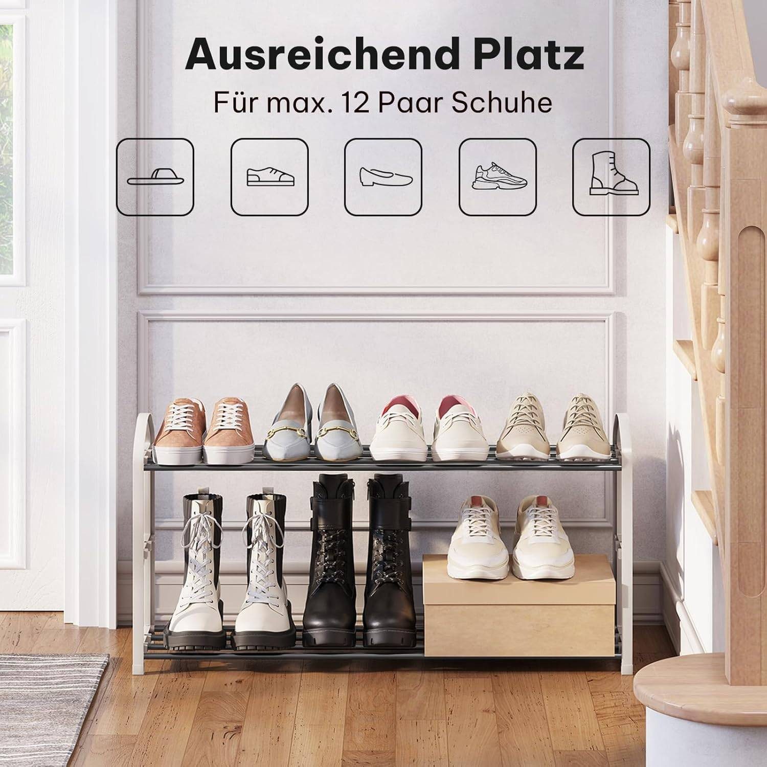 EUGAD Schuhregal, 1-tlg., 3-Ebenen–Metallrohrgestell, für Flur, Wohnzimmer, günstig online kaufen