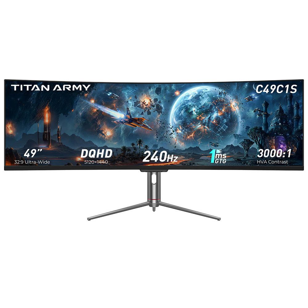 TITAN ARMY C49C1S 1800R-Krümmung, 240 Hz Bildwiederholfrequenz, 1 ms MPRT Gaming-Monitor (5120 × 1440 px, QHD, Fast VA, HDR400, KVM, PIP/PBP, Game+, FreeSync- und G-Sync-kompatibel)