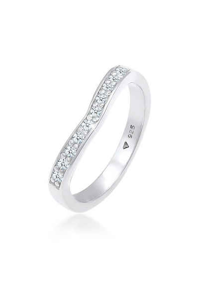 Elli DIAMONDS Diamantring Diamanten (0.15 ct) V-Form Verlobung 925 Silber