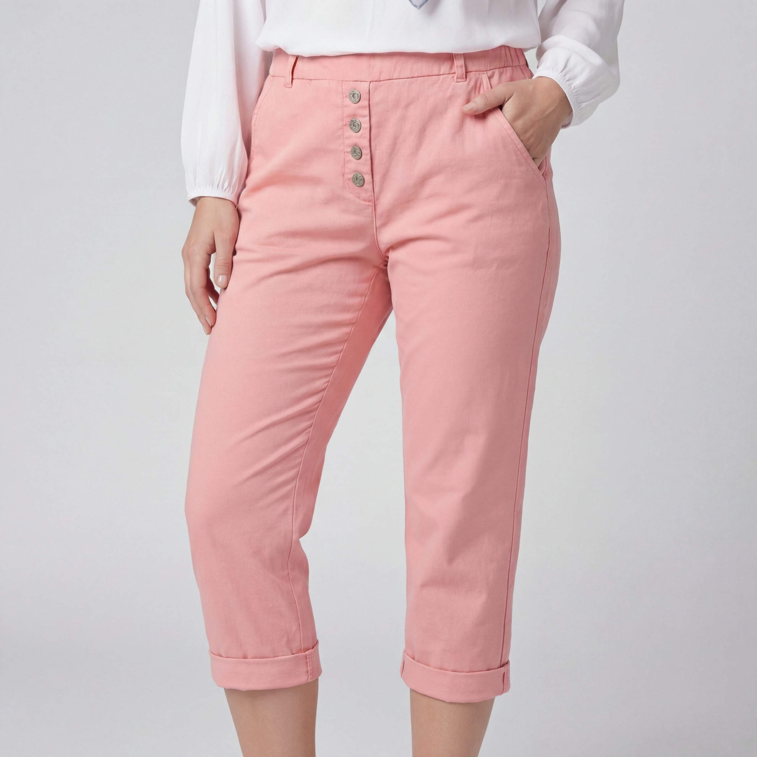 OriginalYou Caprihose Damen mit Stretch Knitterlook kurze Sommerhose mit Gummizug moderner Knitterlook, mit Gummizug und Gürtelschlaufen
