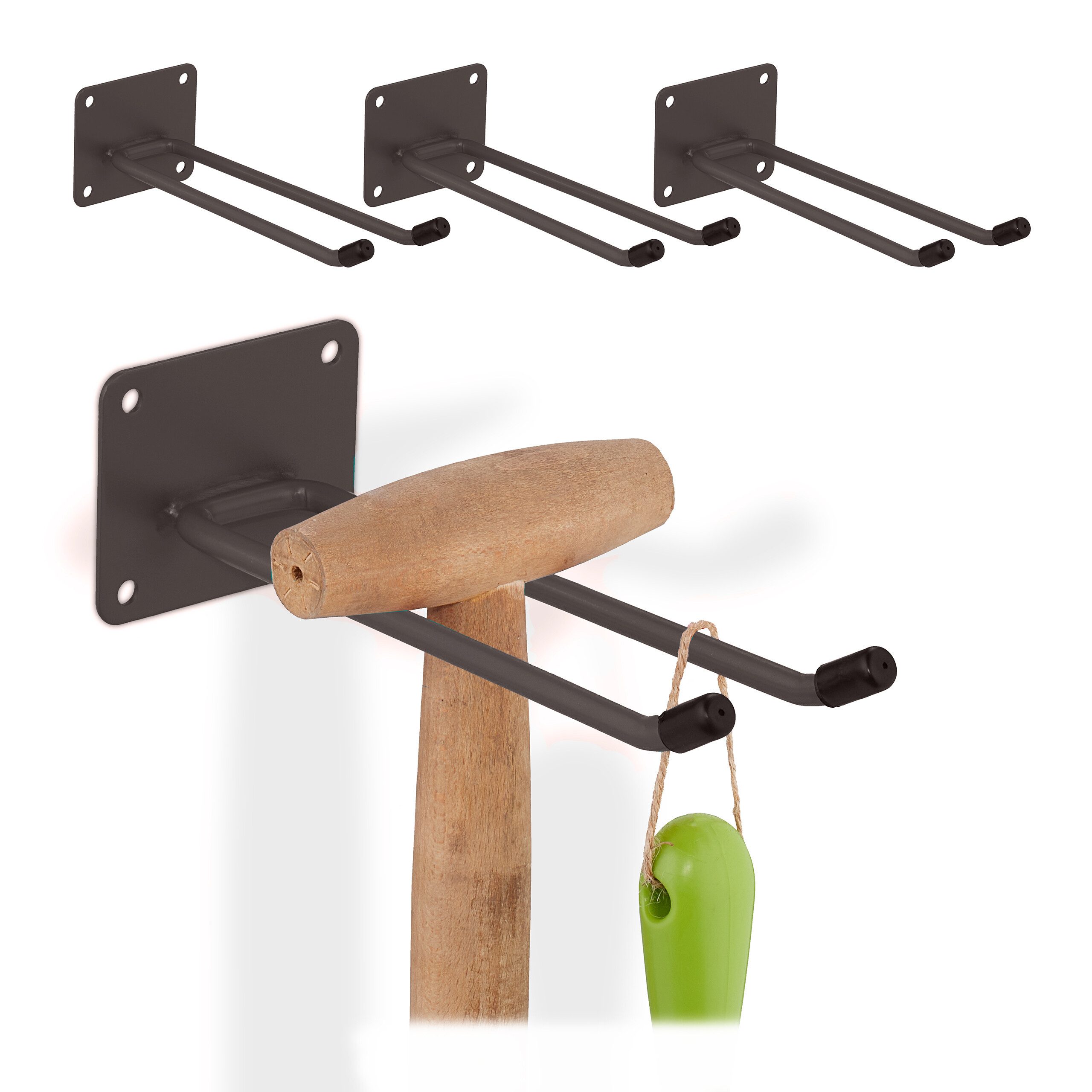 relaxdays Gartengerätehalter 4x brauner Gerätehalter aus günstig online kaufen