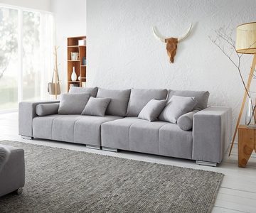 DELIFE Big-Sofa »Marbeya«, Grau 285x115 cm mit 10 Kissen Big Sofa