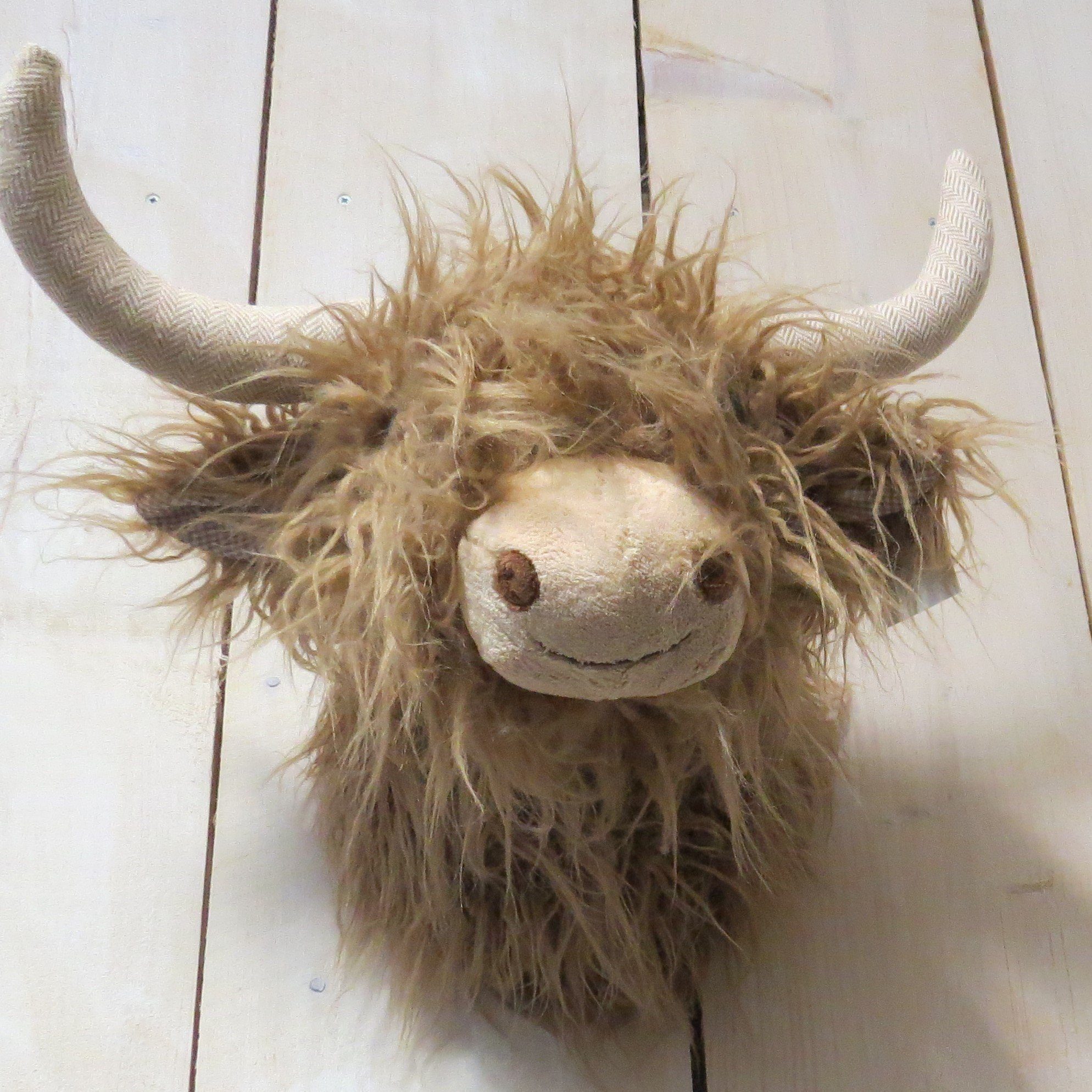 Mars & More Wanddekoobjekt Plüsch Deko Rind Stier Wanddekoration Kinder Lustig Braun 40 cm, Lustig