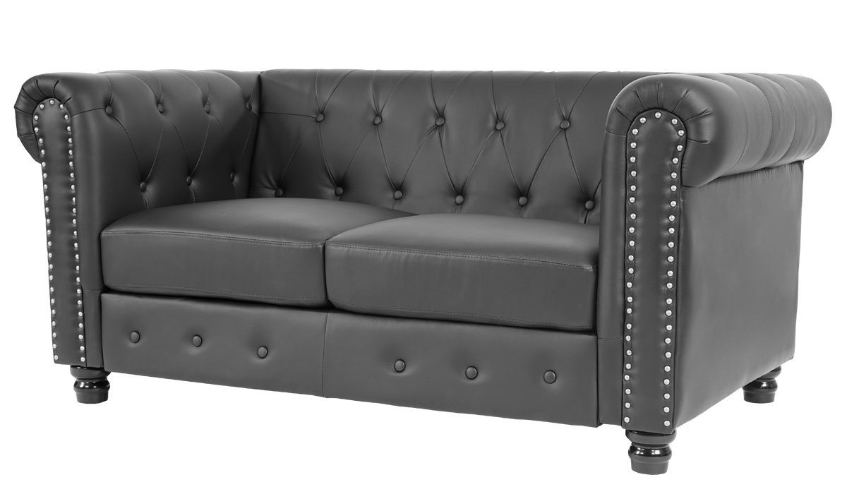 MCW 2-Sitzer Edinburgh-S-2, Extradicke Polsterung, Dekorativer Metall-Nietenbesatz