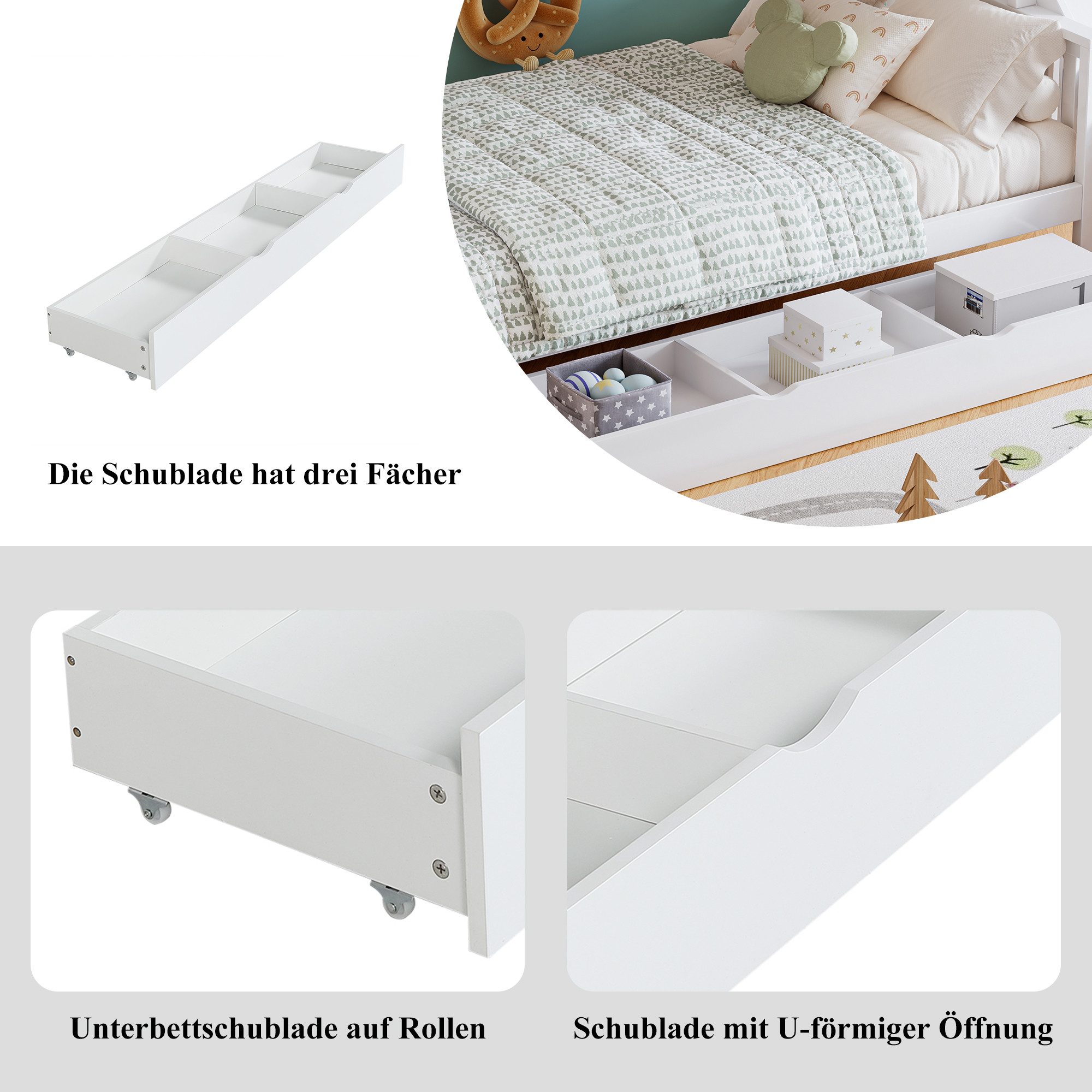 Flieks Etagenbett, Kinderbett 90/120x200cm mit Fenster Rutsche Stauraumtrep günstig online kaufen