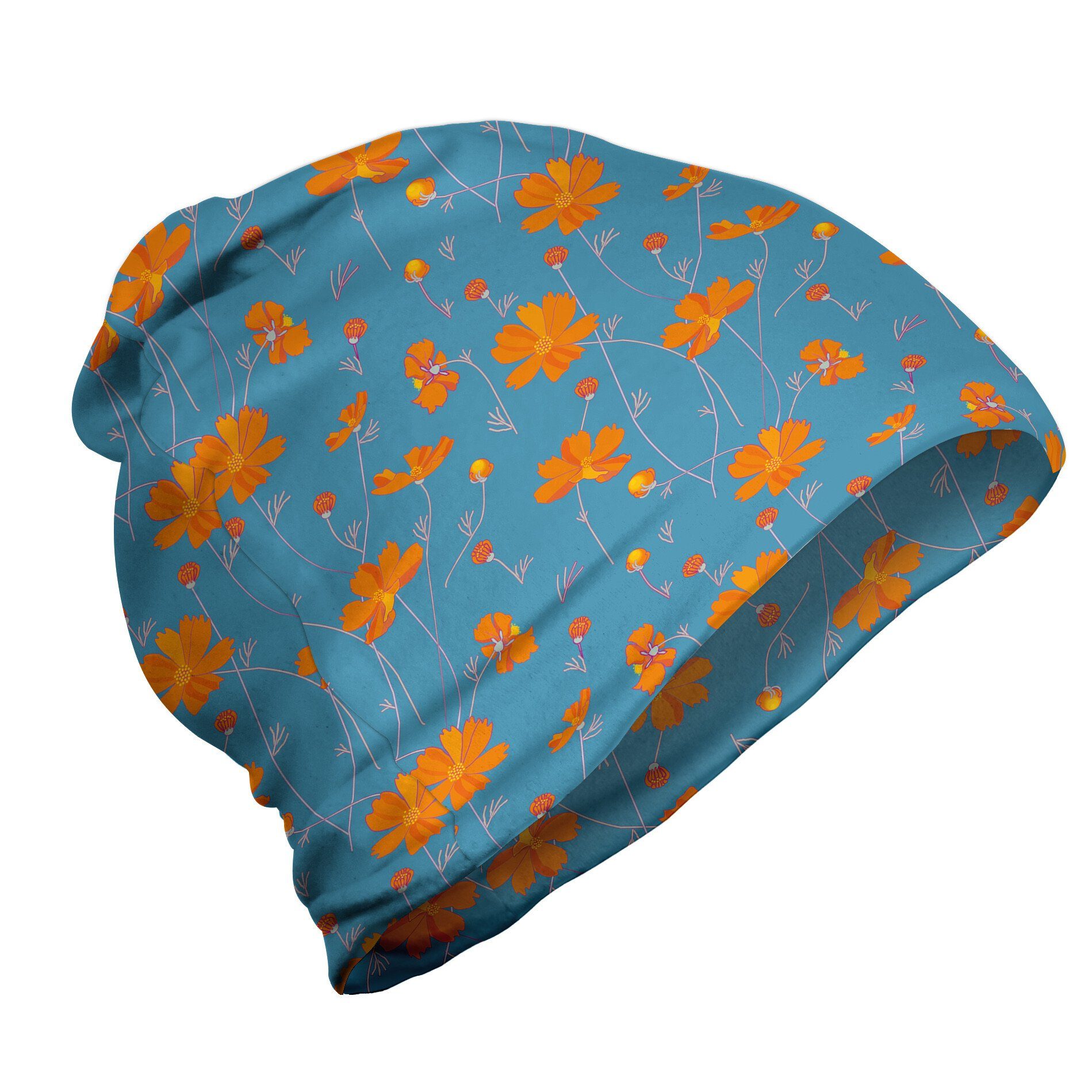 im Wandern Freien Thin Blue Orange Abakuhaus Beanie Peduncle Blumen