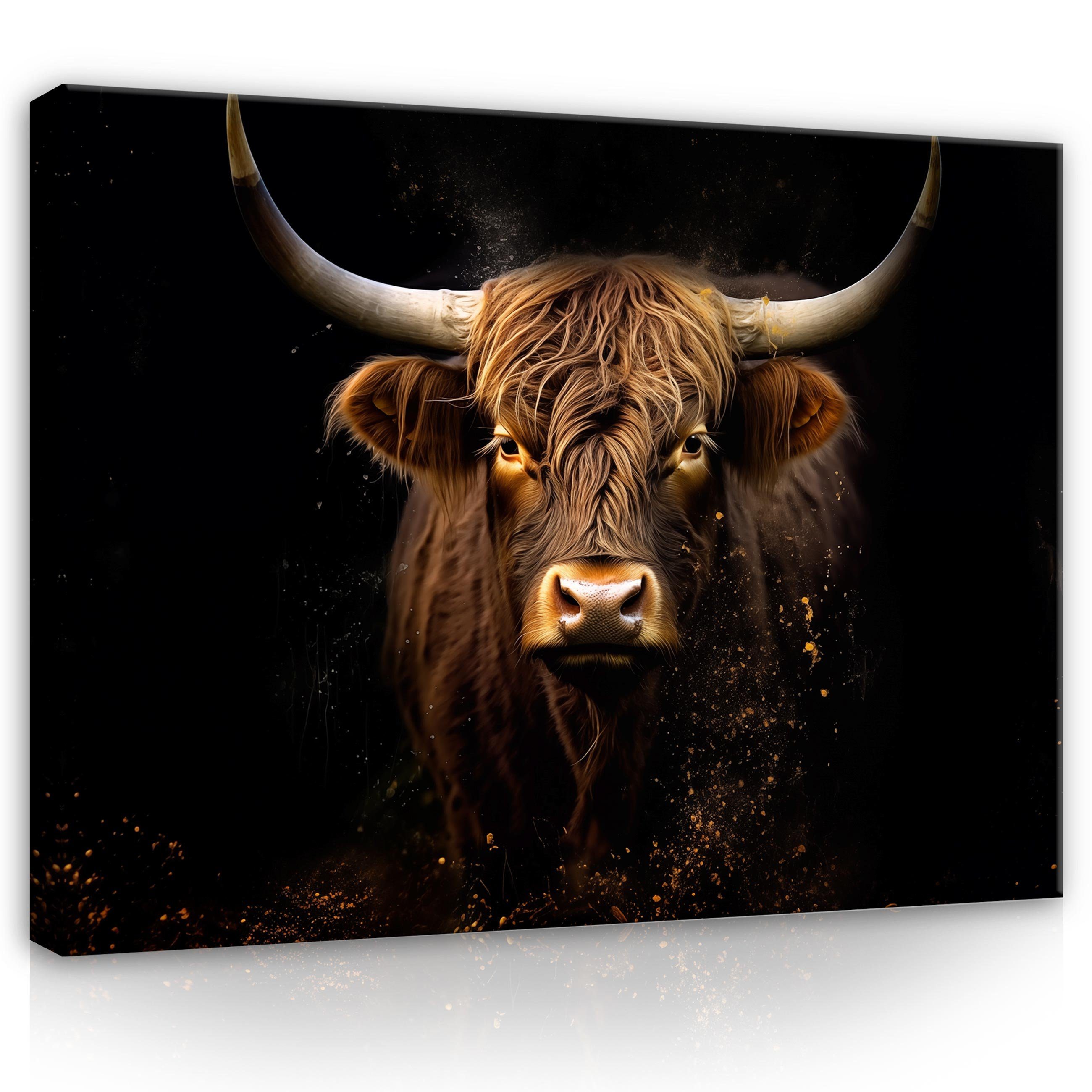 Wallarena Leinwandbild Kuh Schottisches Highland Cow Tiere Wandbild Wandbil günstig online kaufen